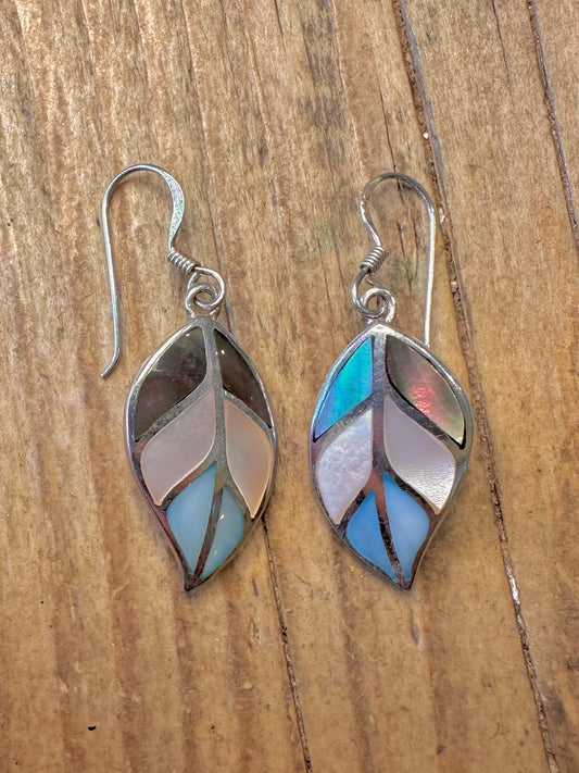 Perlmuttblatt 925 Sterling Silber Ohrringe