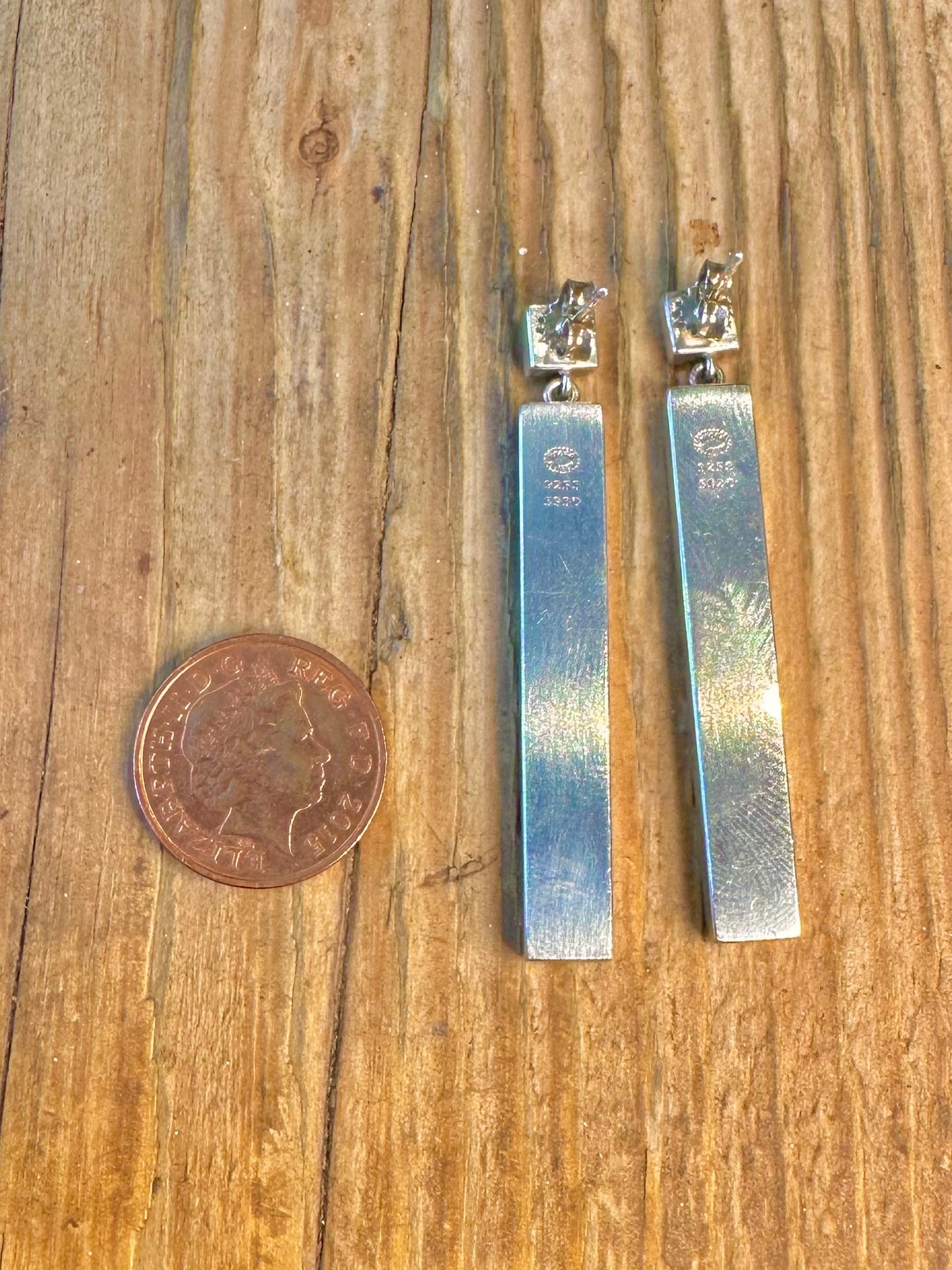 Georg Jensen Aria Design 593D Bar Dangle 925 Sterling Silver Earrings