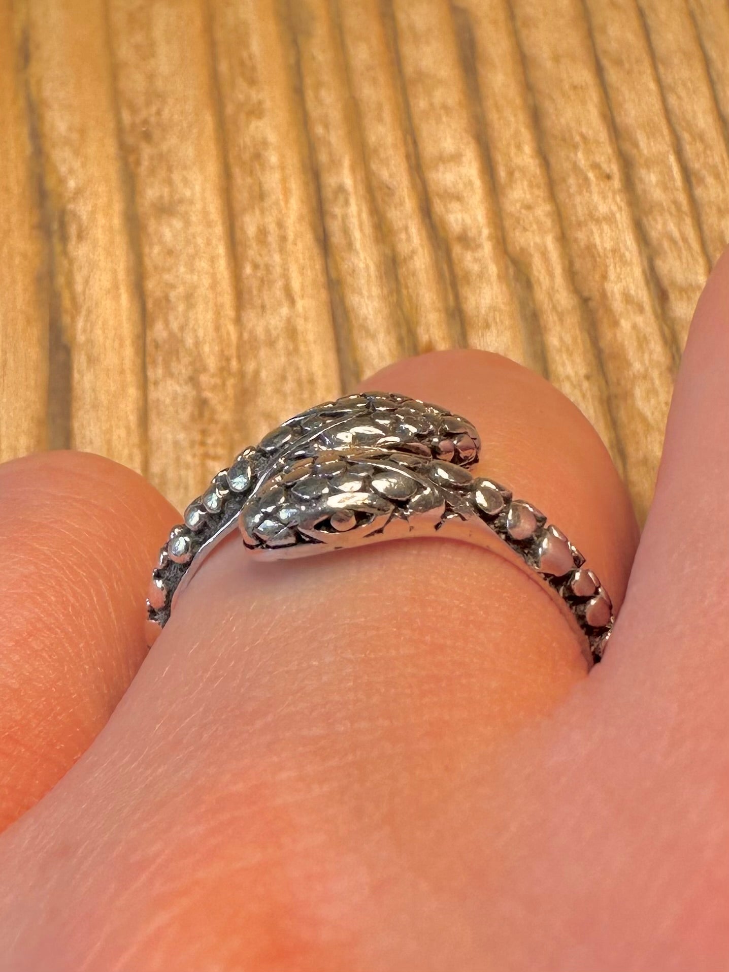 Intertwined Snake Textured 925 Sterling Silver Size R Ring