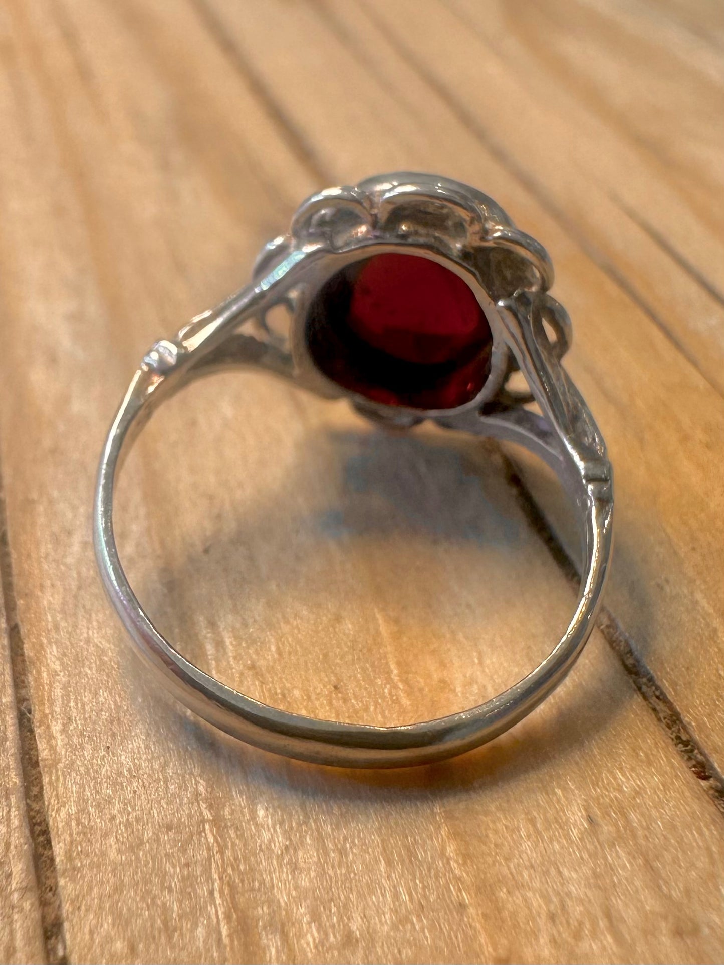 Vintage Garnet 925 Silver Size M Ring