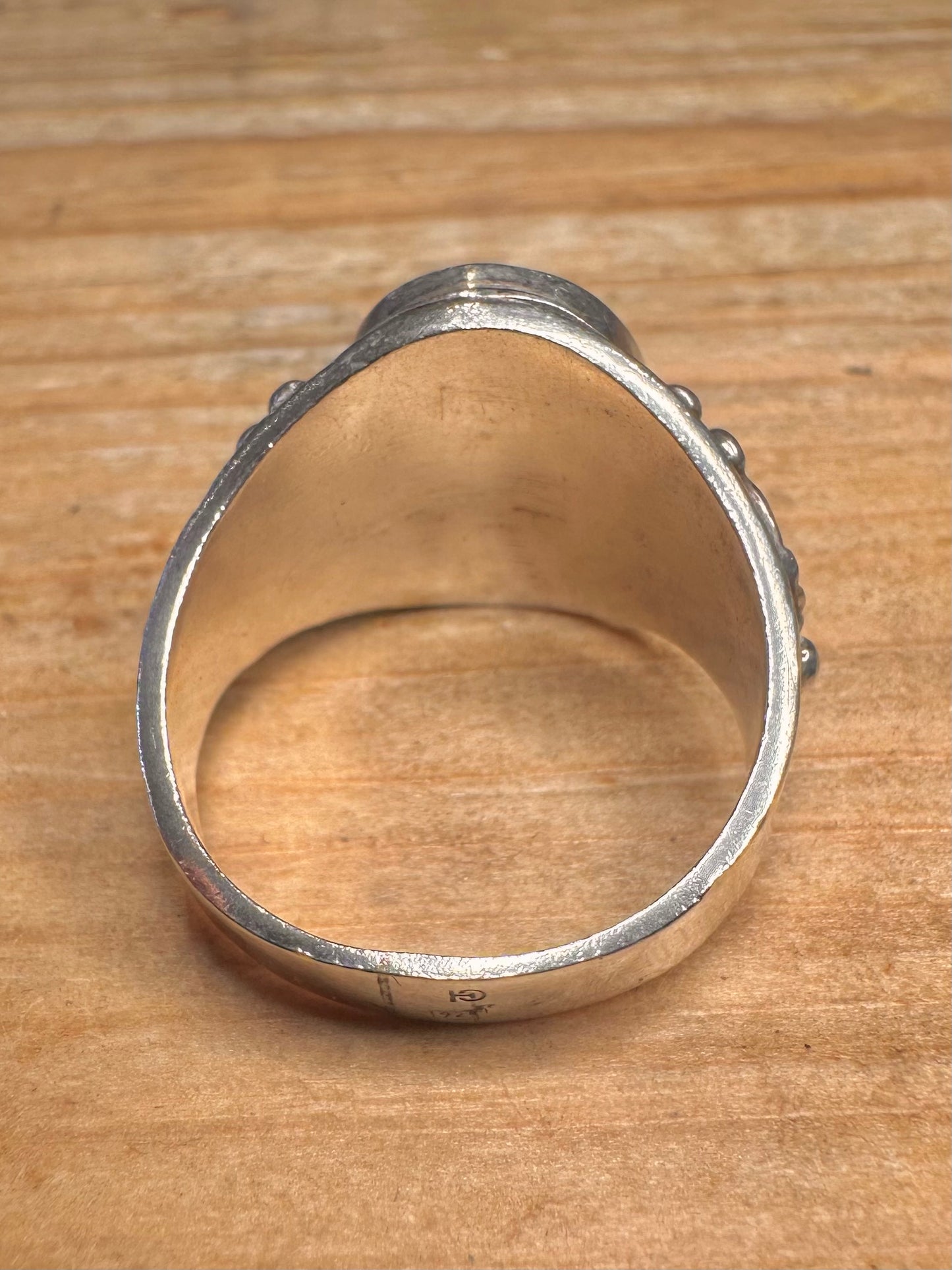 Vintage Ten Interlocking Syllables Kalachakra 925 Sterling Silver Y1/2 Ring