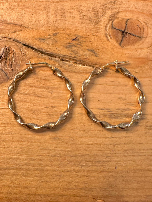 Vintage Twisted Hoops Gold on 925 Silver Earrings