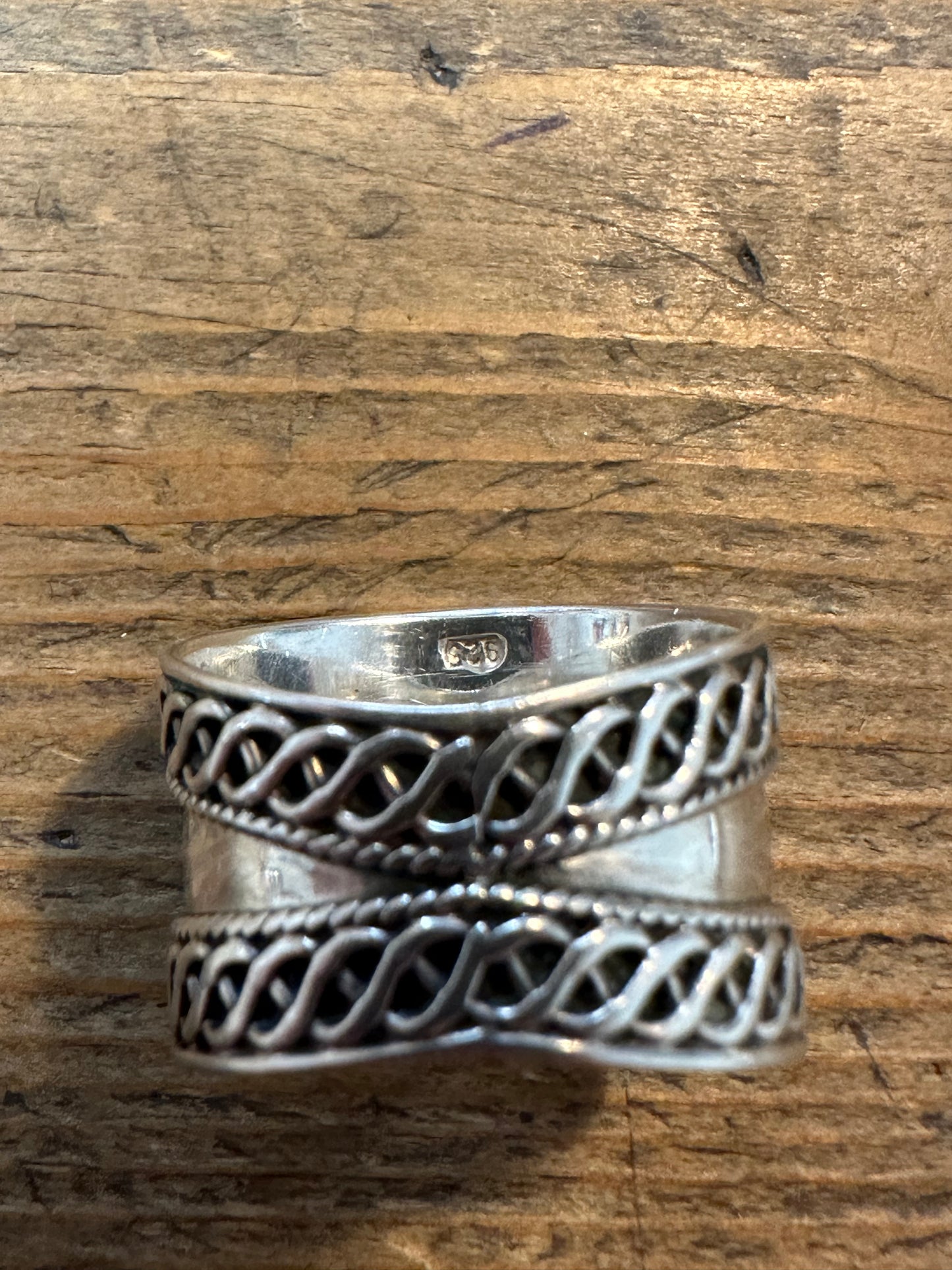 Vintage Tribal Band 925 Silver Size T Ring