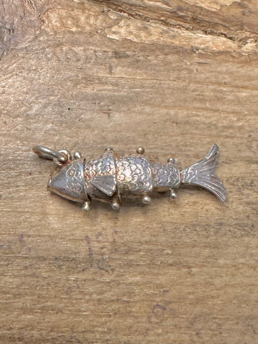 Vintage Moving Fish 925 Silver Pendant
