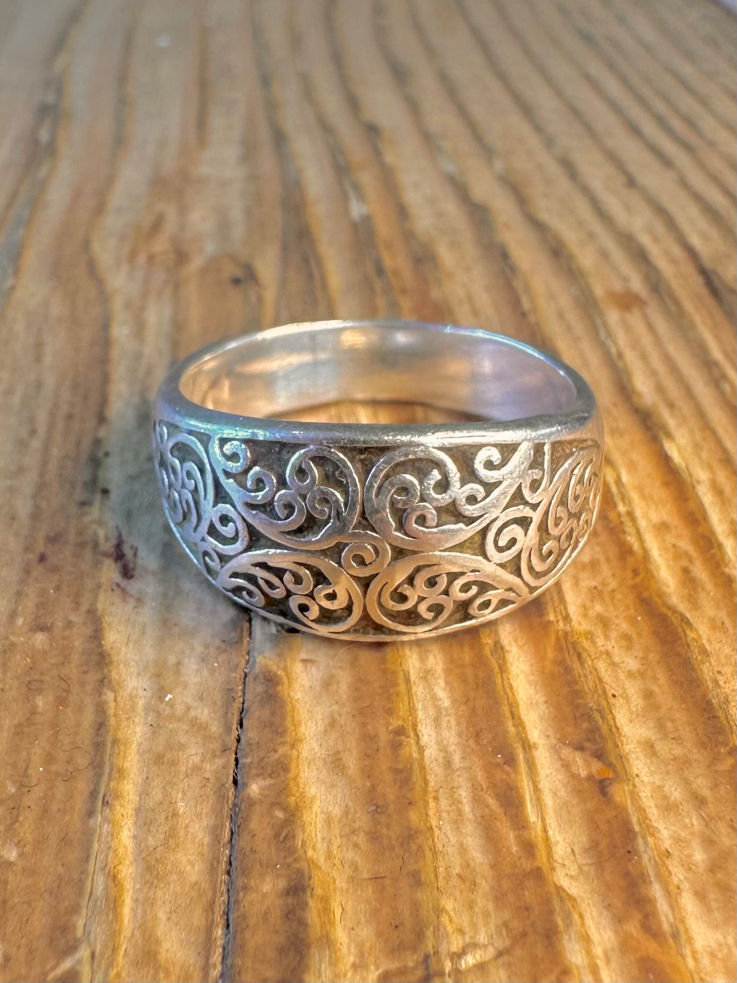 Wide Intricate Design 925 Sterling Silver Size W Ring
