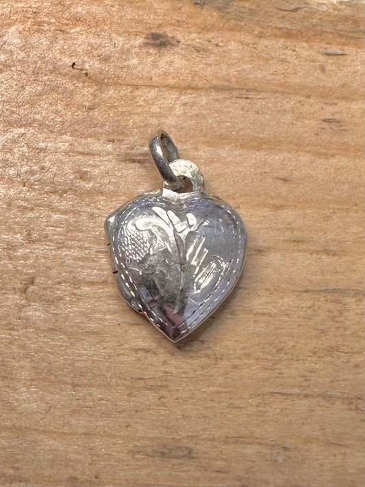 Vintage Heart Engraved Locket 925 Silver Pendant