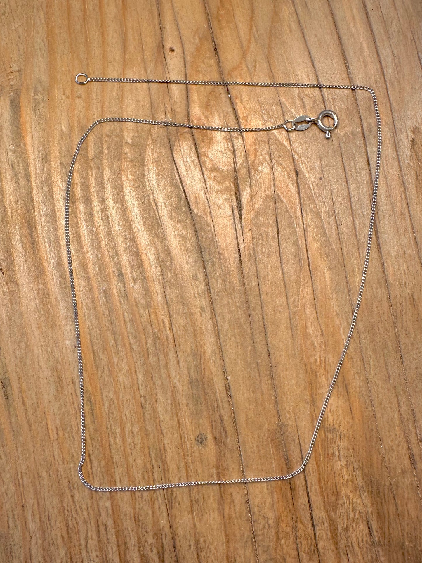 Vintage Fine Curb Chain Italy 925 Sterling Silver 16.2 inch Necklace