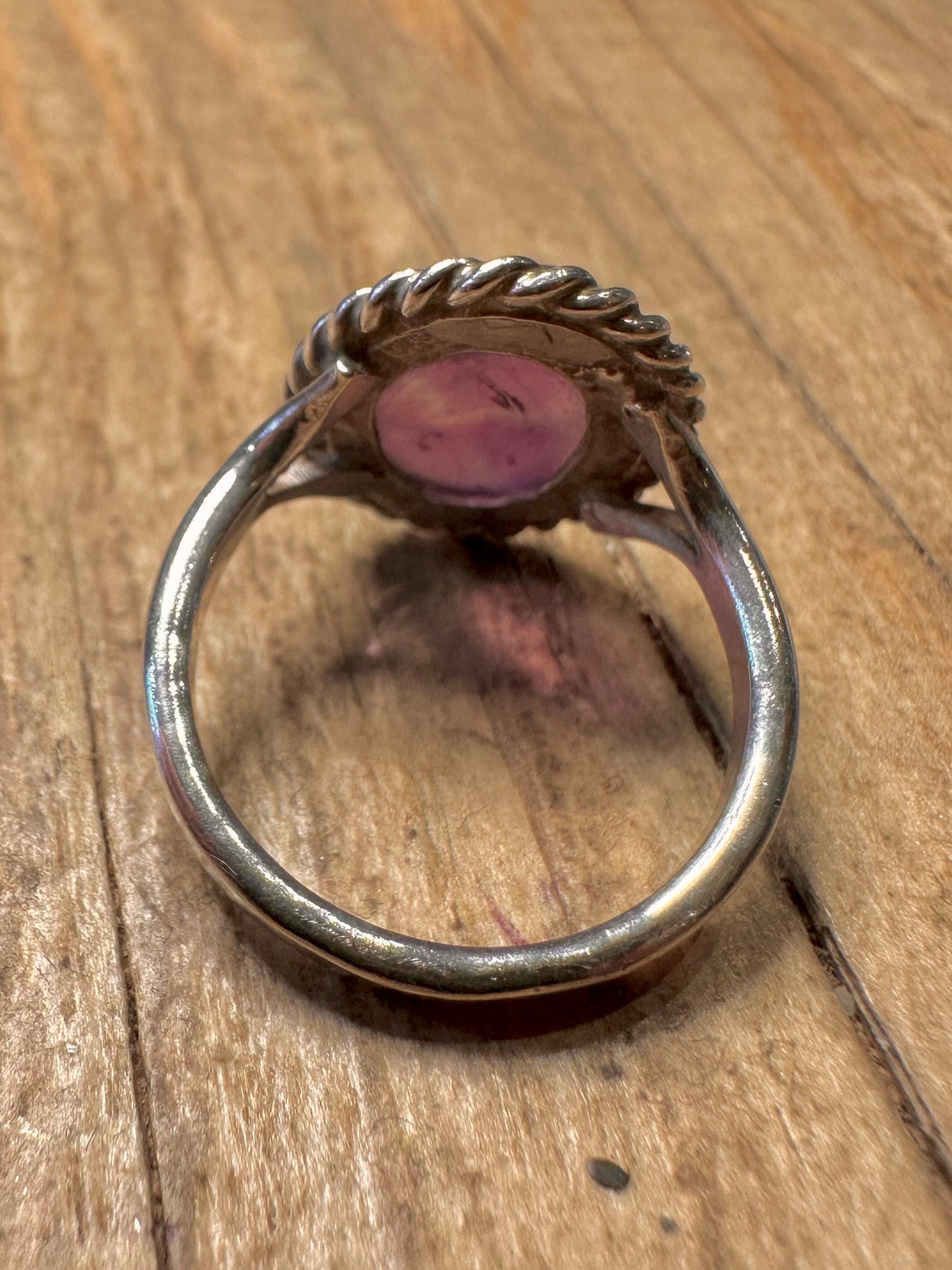 Vintage Amethyst Oval 925 Sterling Silver Size N Ring