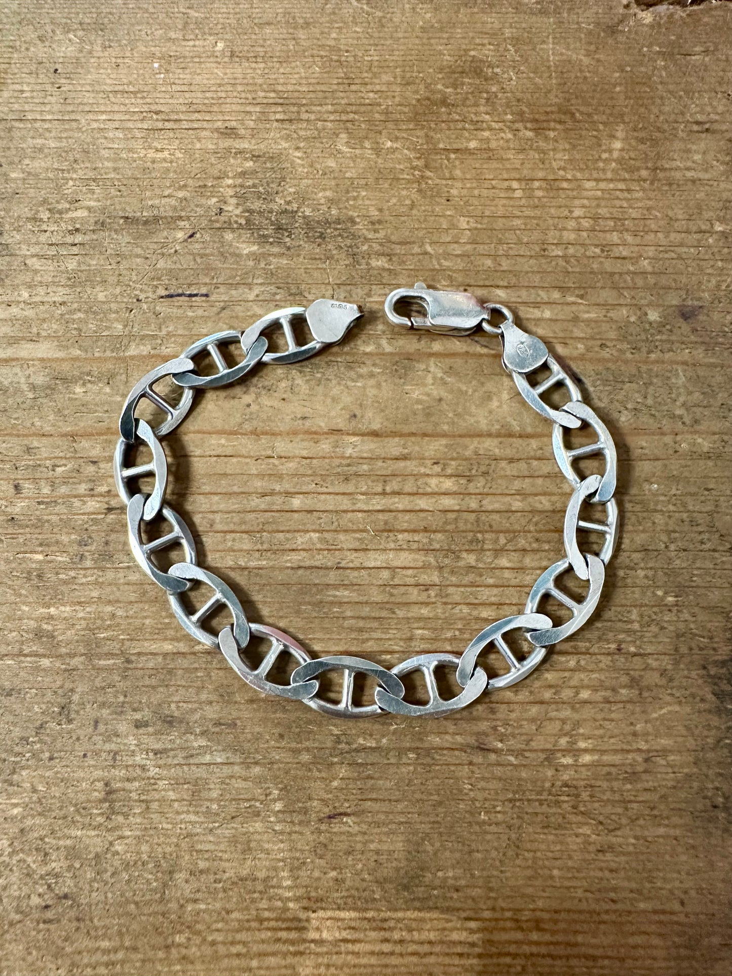Vintage Marina Link 925 Silver 7.5 inch Bracelet