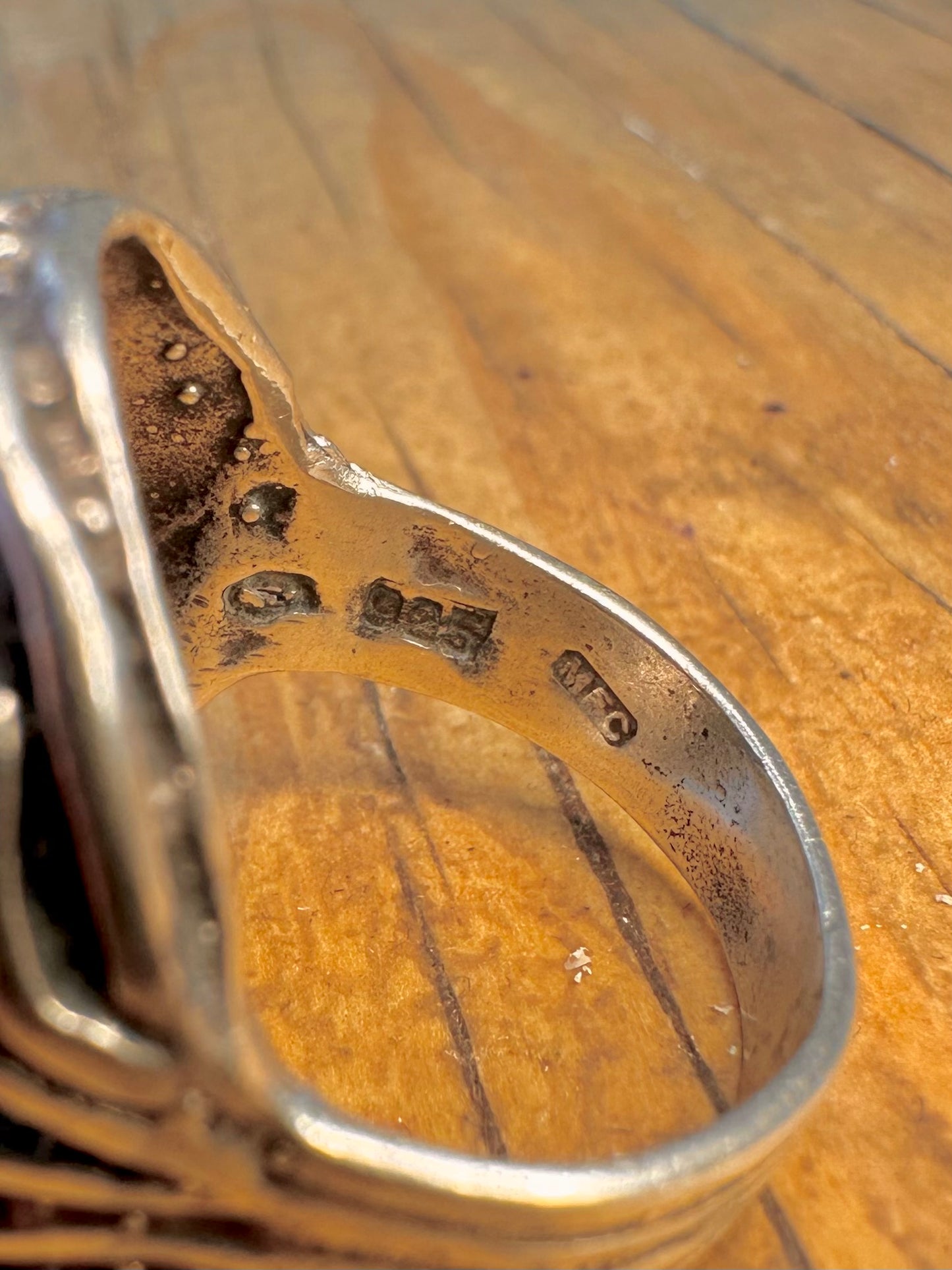Brutalist 1970’s Organic Rounded 925 Sterling Silver Size P Ring