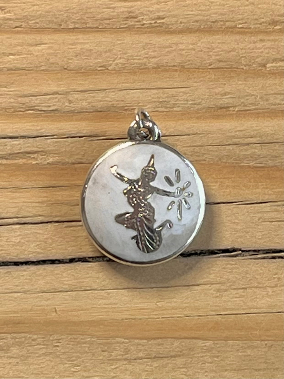Siam Circle Reversible Black and White 925 Sterling Silver Pendant