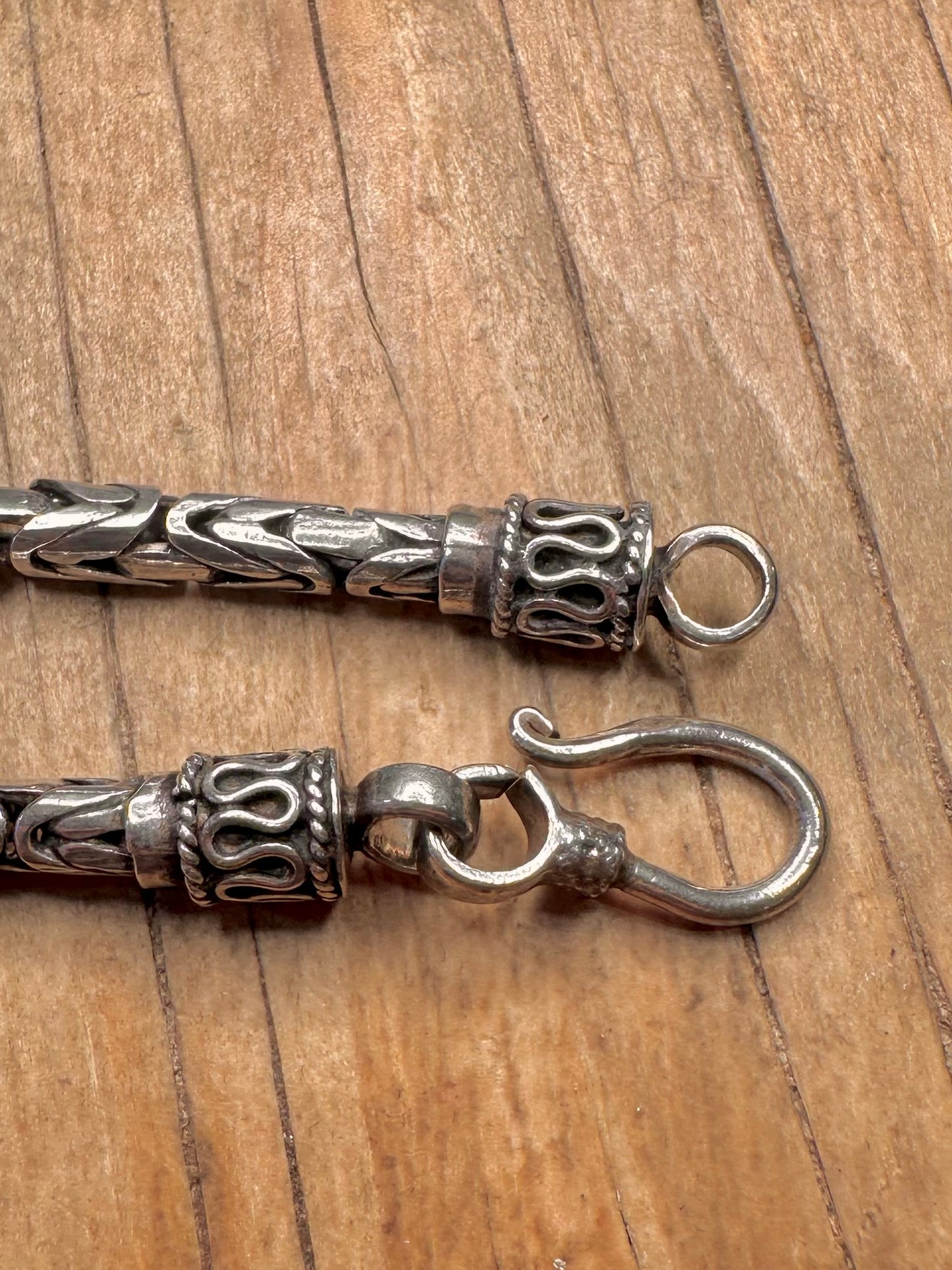 Vintage Byzantine Chain Hook Clasp 925 Sterling Silver 18 inch Necklace