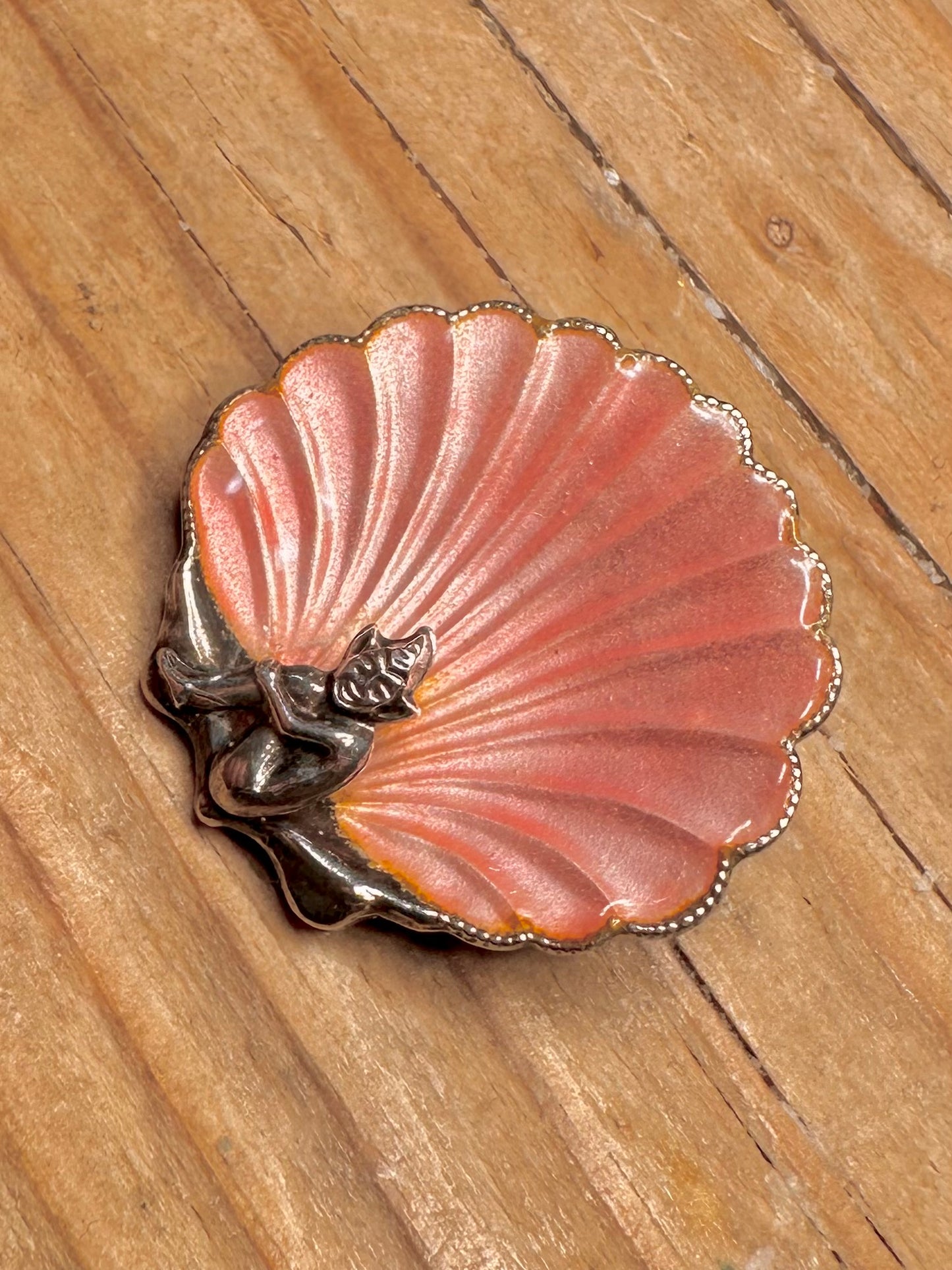 Vintage Bernard Instone Pink Enamel Lucky Pixie 925 Sterling Silver Made in England Brooch