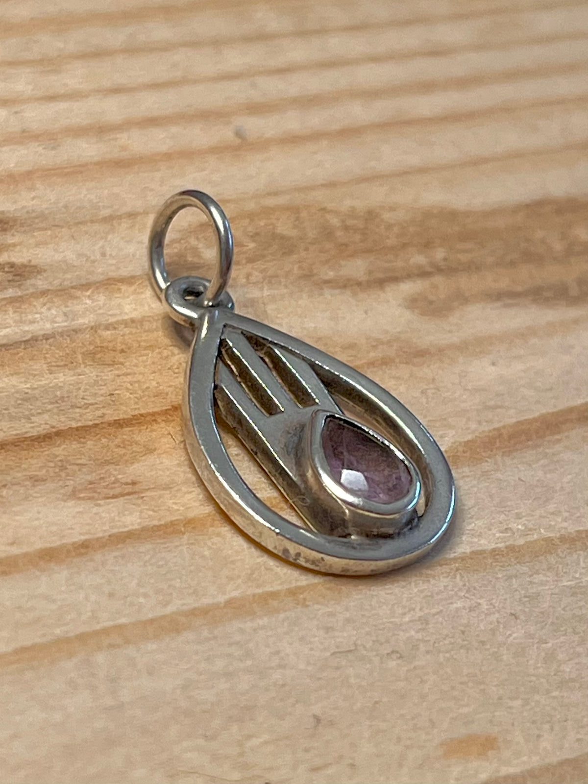 Amethyst Decorative Tear Shaped 925 Sterling Silver Pendant
