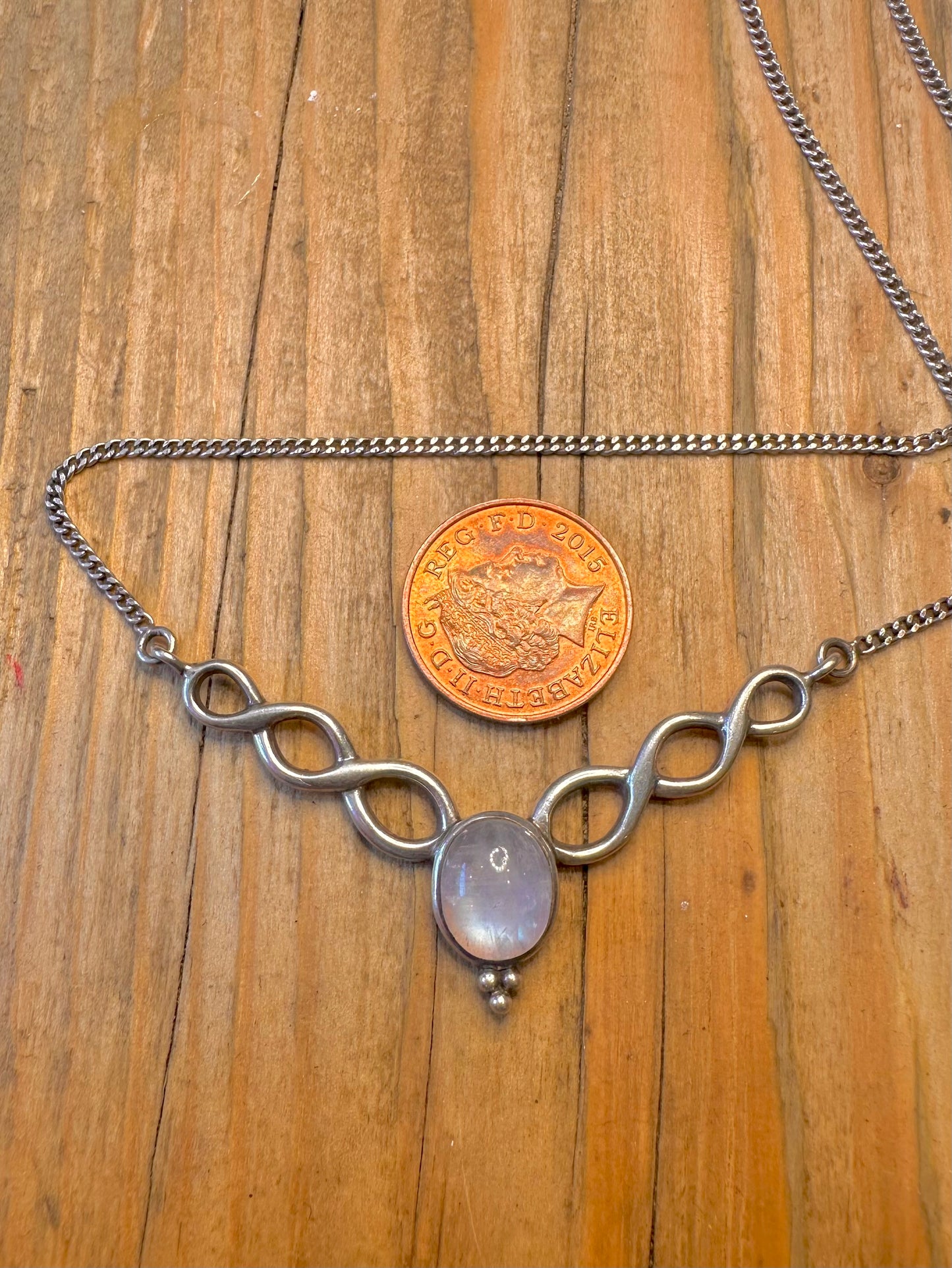 Moonstone Celtic Inspired 925 Sterling Silver 18 inch Necklace