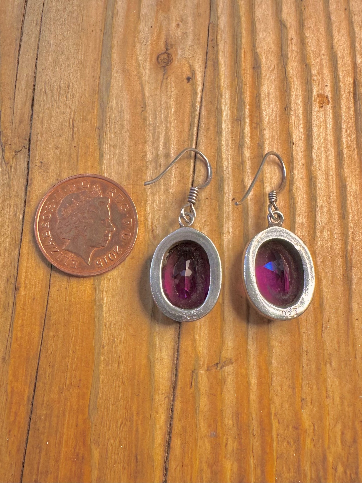 Faceted Oval Amethyst Dangle 925 Sterling Silver Earrings