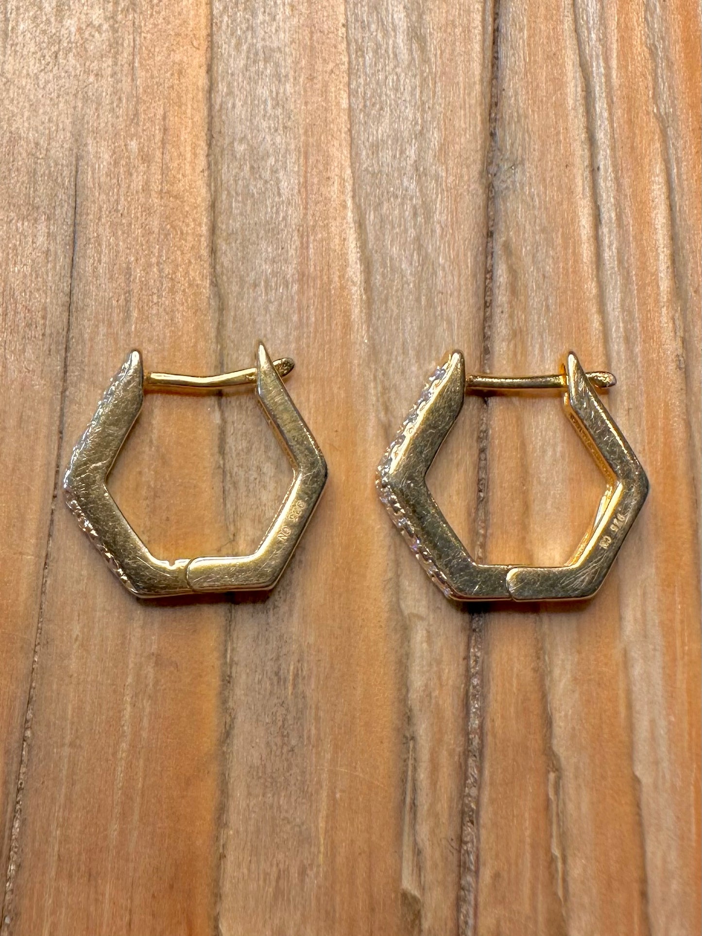 Abstract CZ Geometric Hoop 925 Silver Earrings
