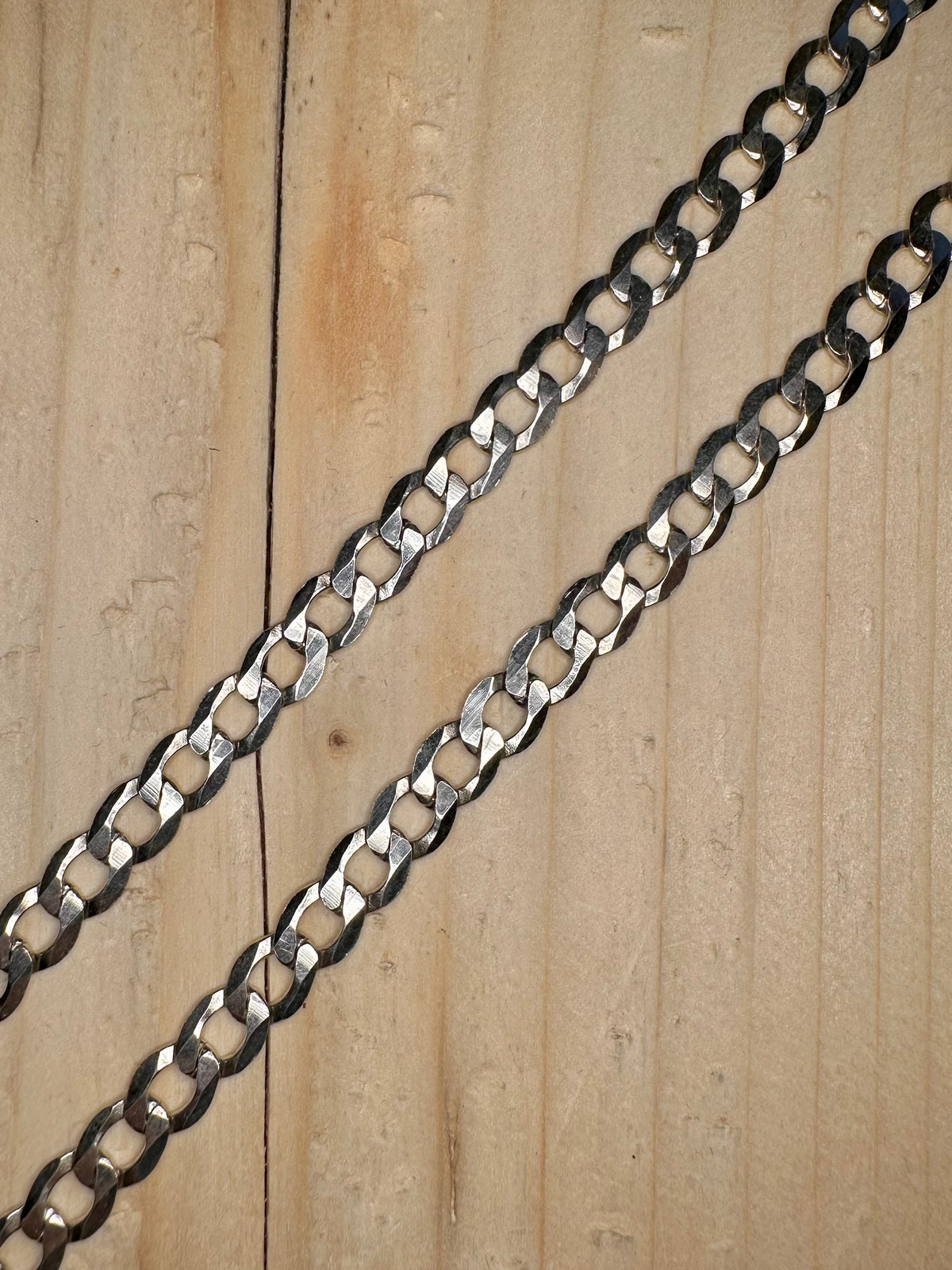 Flat Curb Chain 925 Sterling Silver 19 inch Necklace