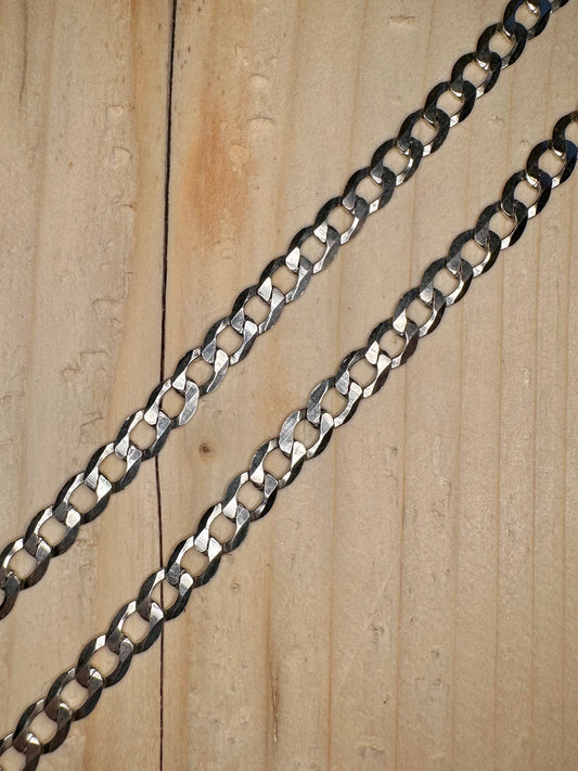 Flat Curb Chain 925 Sterling Silver 19 inch Necklace