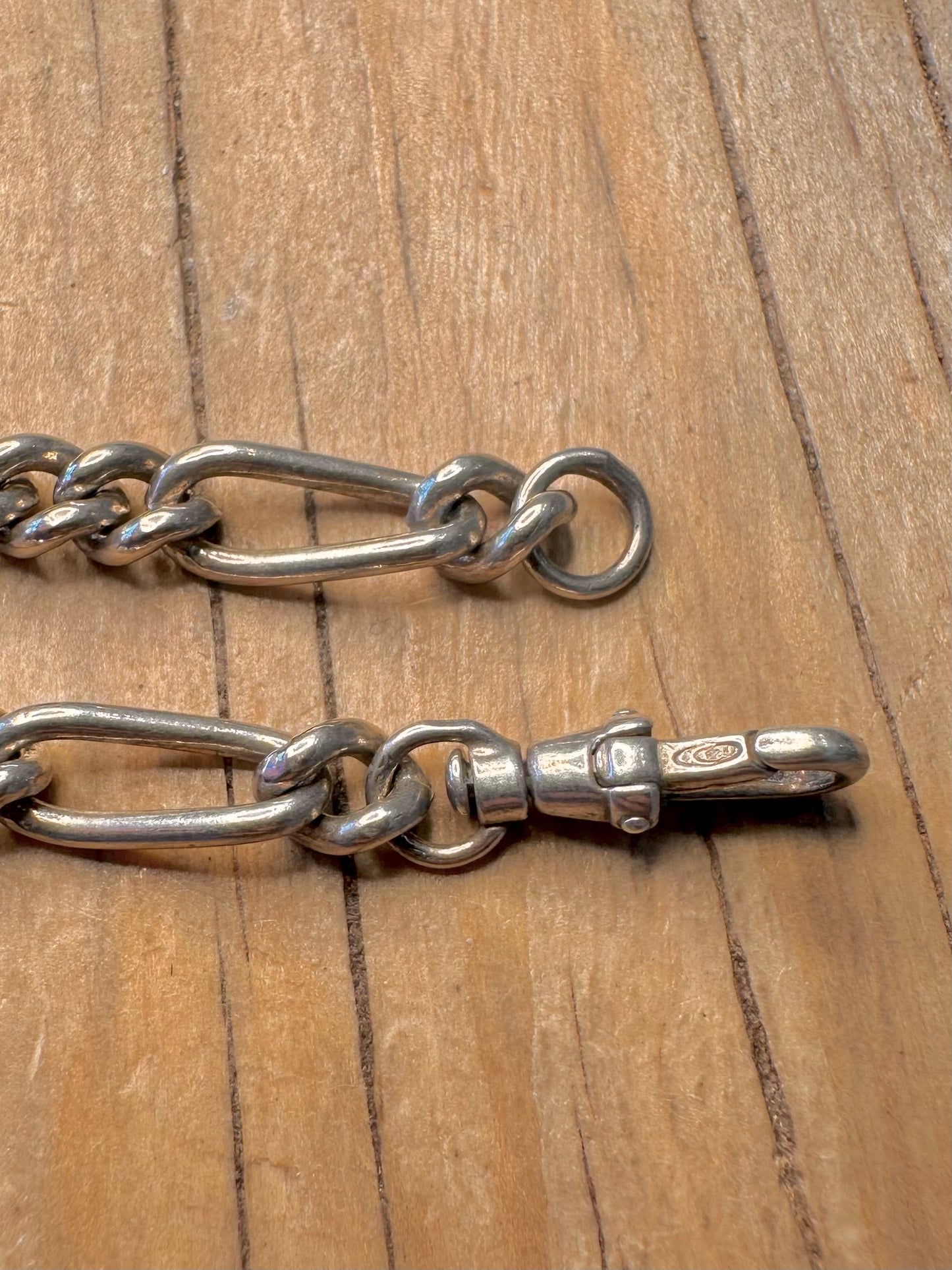 Vintage Figaro T Bar Albert Clasp 925 Sterling Silver Hallmarked 18 inch Necklace