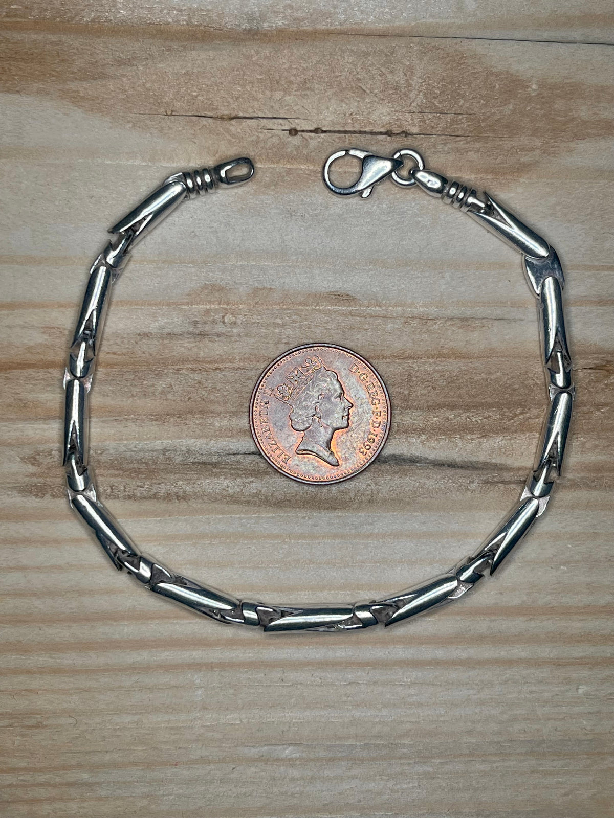 Unique Bar Link 925 Sterling Silver 8 Inch Bracelet