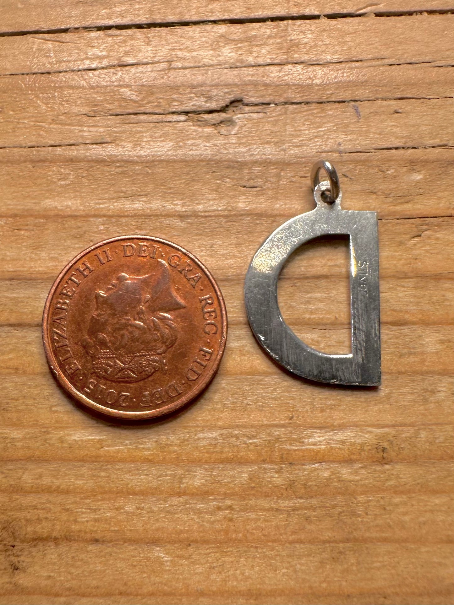 Vintage Letter D 925 Sterling Silver Pendant
