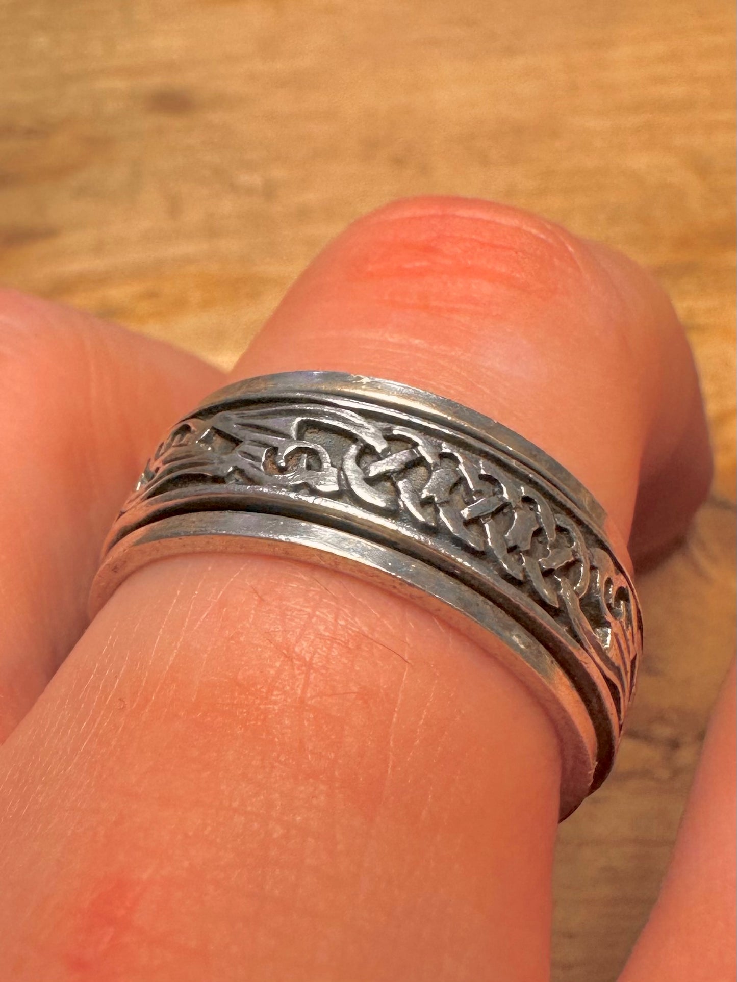 Vintage Celtic Spinner 925 Silver Size V1/2 Ring