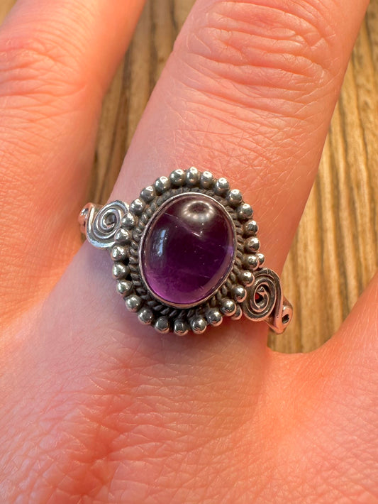 Amethyst Swirl 925 Sterling Silver Size Y Ring