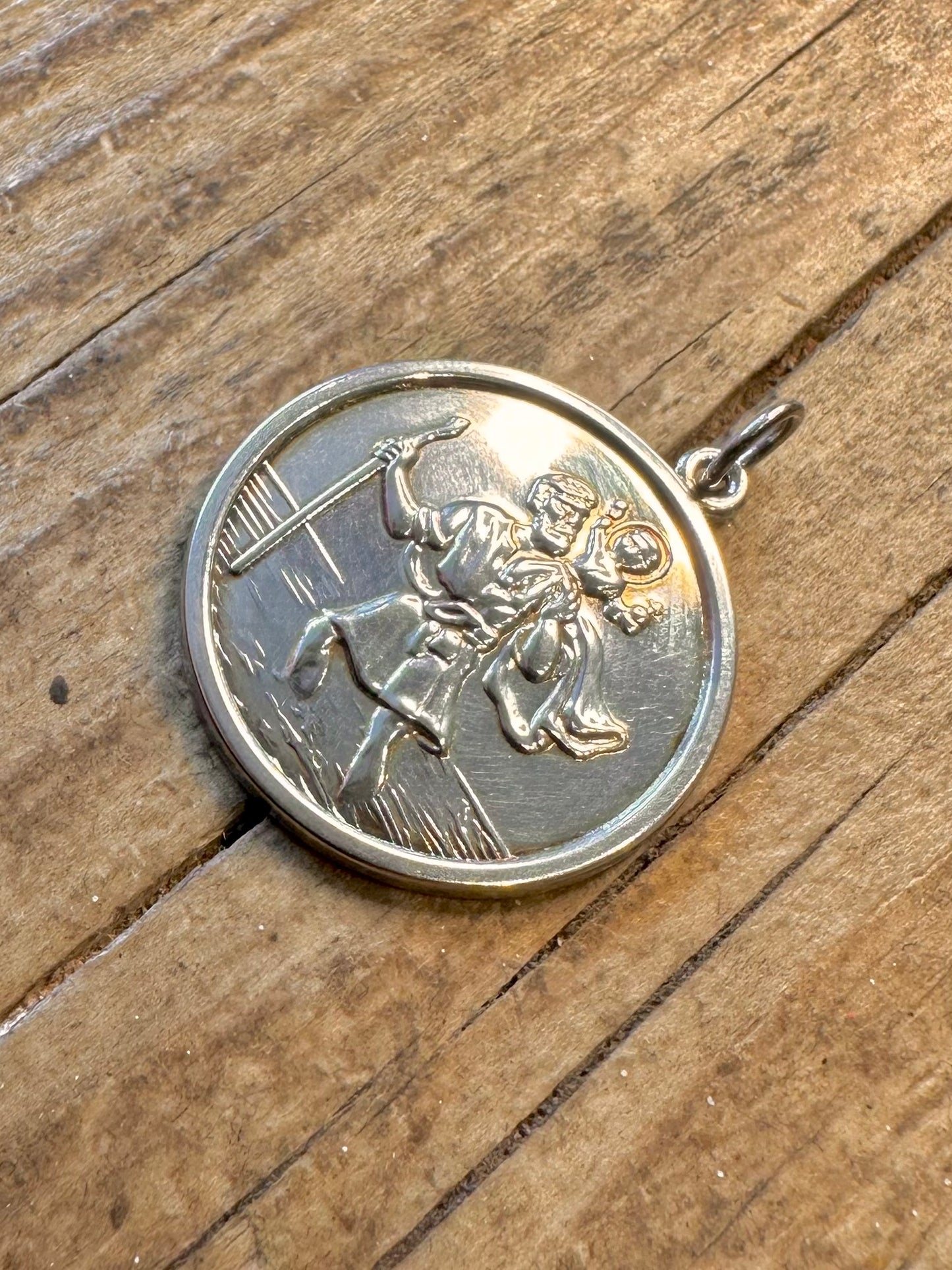 Heiliger Christophorus 925 Sterling Silber Anhänger