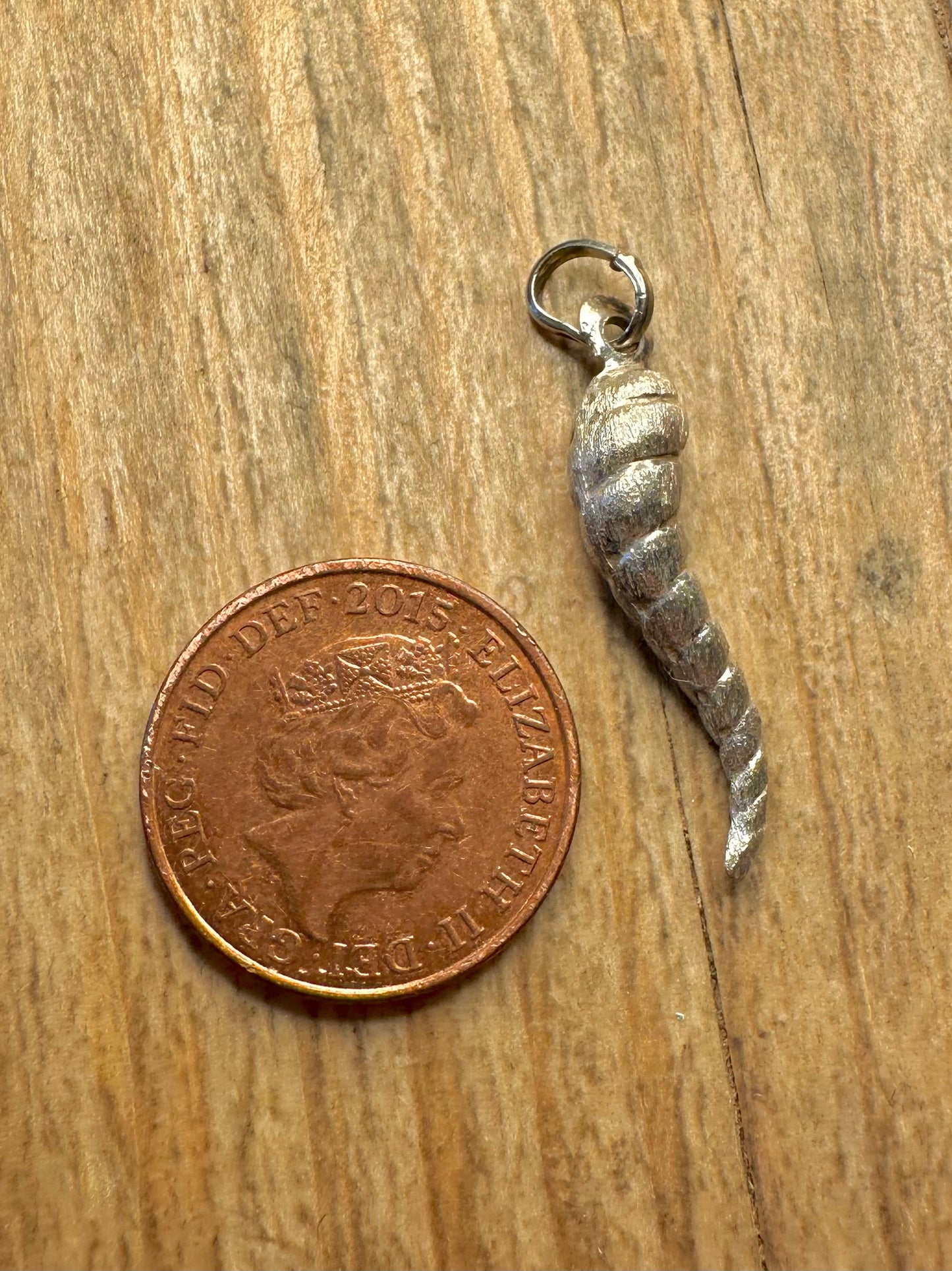 Vintage Horn of Plenty Textured 925 Sterling Silver Pendant