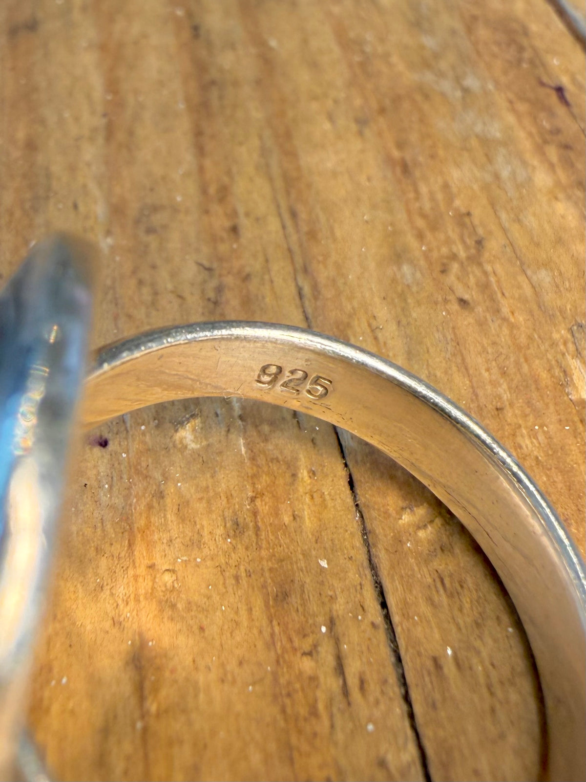 Abalone Inlay Circle 925 Sterling Silver Size R Ring