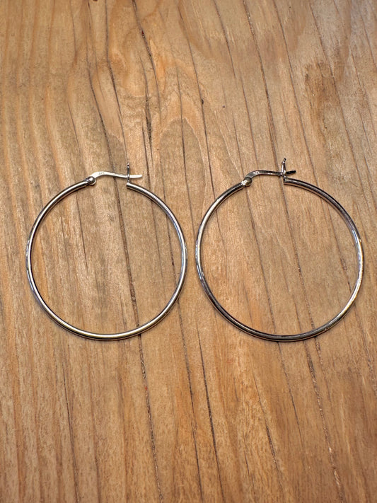 Modern Large Hoops 925 Sterling Silver Earrings