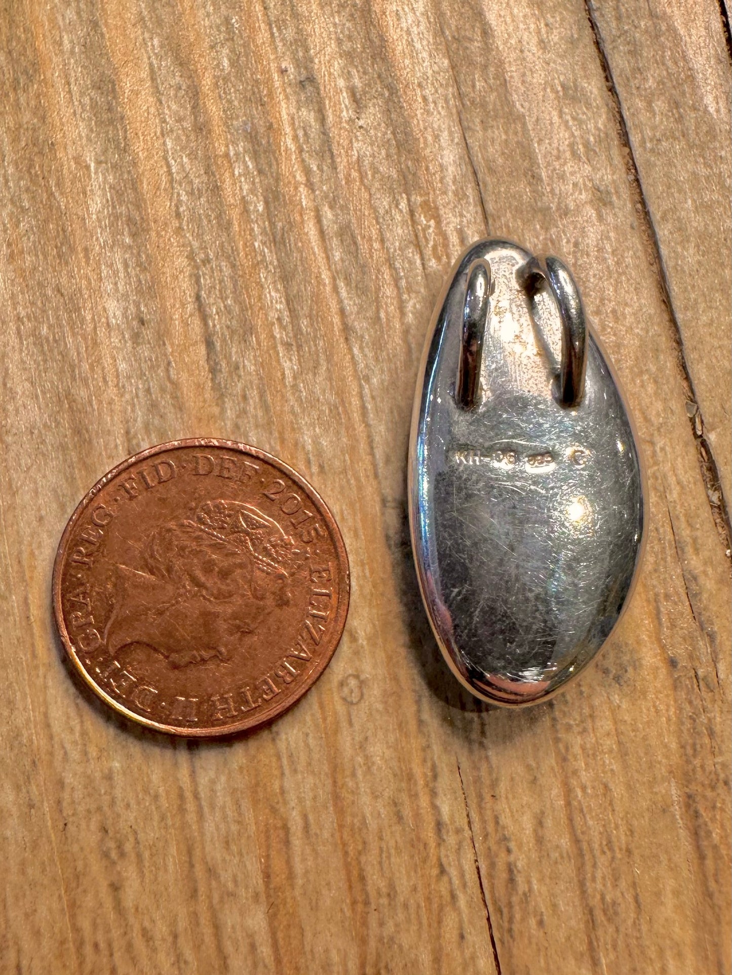 Abstract Blue Pebble Shape Maker KH 925 Sterling Silver Pendant