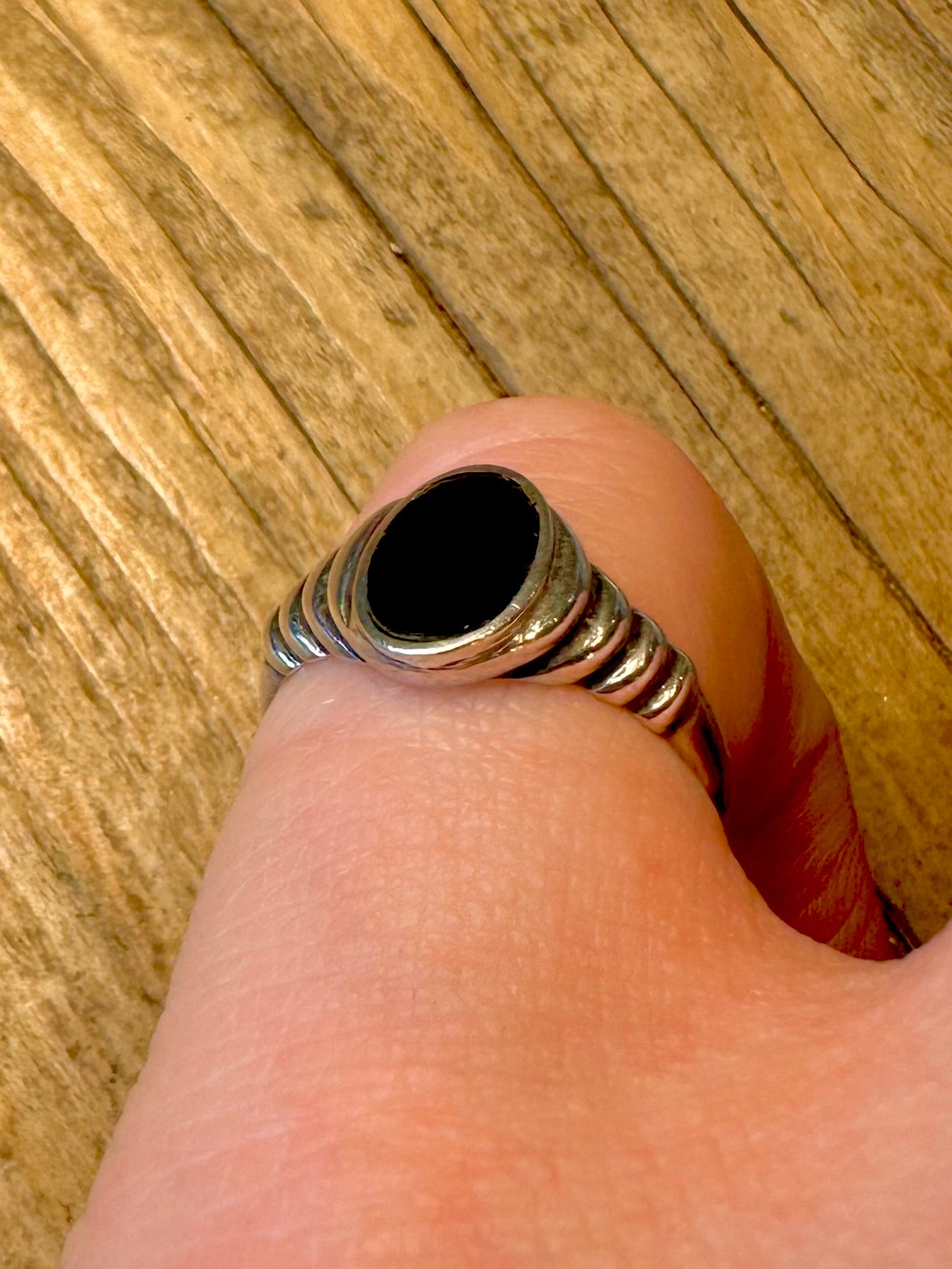 Onyx Signet 925 Sterling Silver Size N Ring