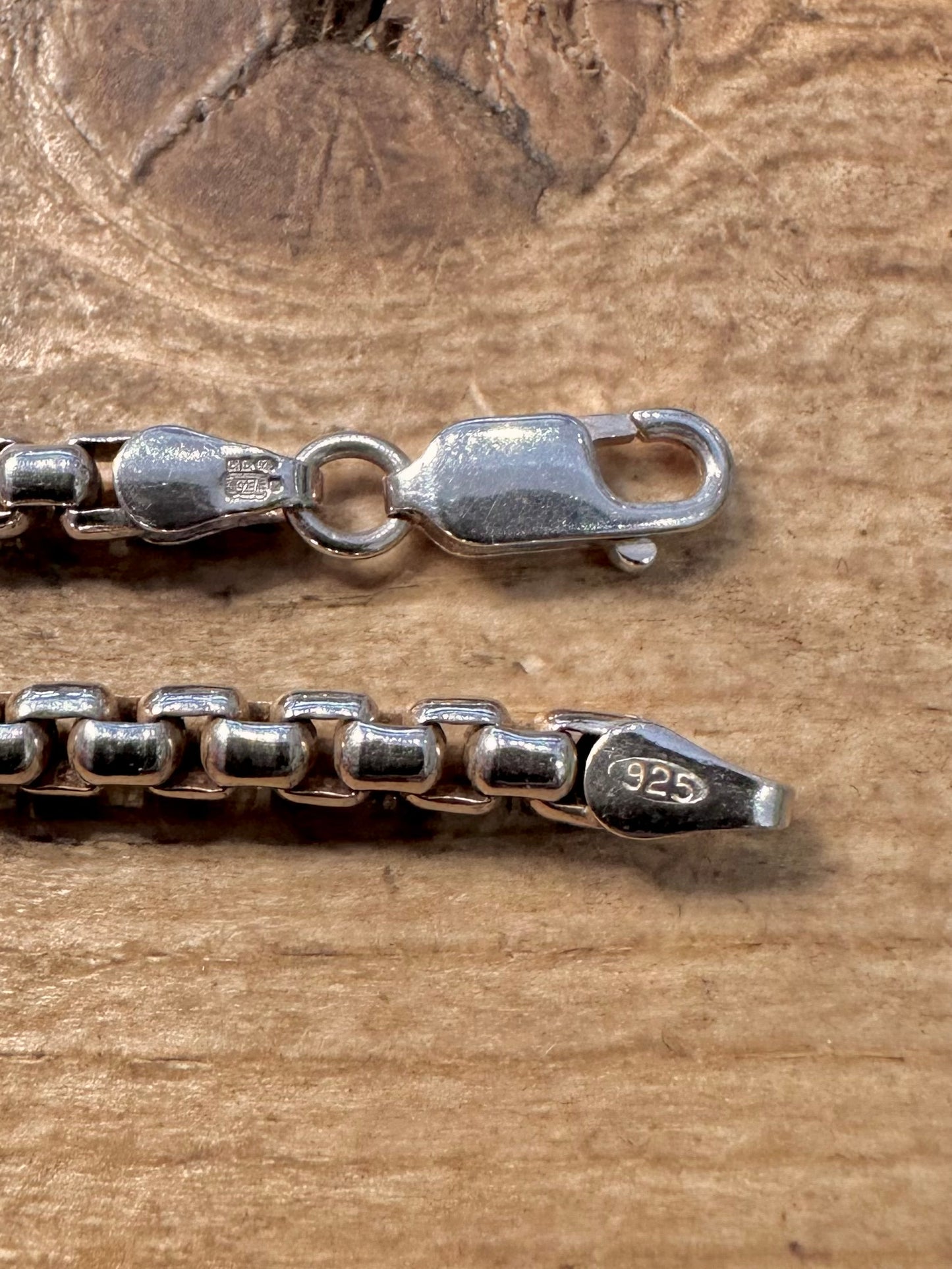Vintage Unique Box Chain 925 Silver 17.8 inch Necklace