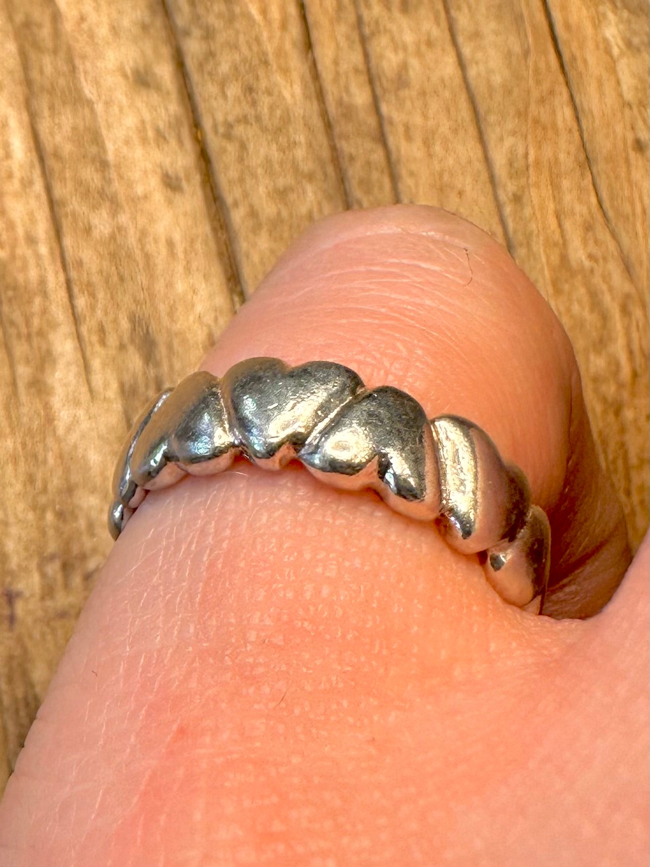 Moderner Herzband-Ring aus 925er Sterlingsilber, Größe J1/2, Jahr 2002