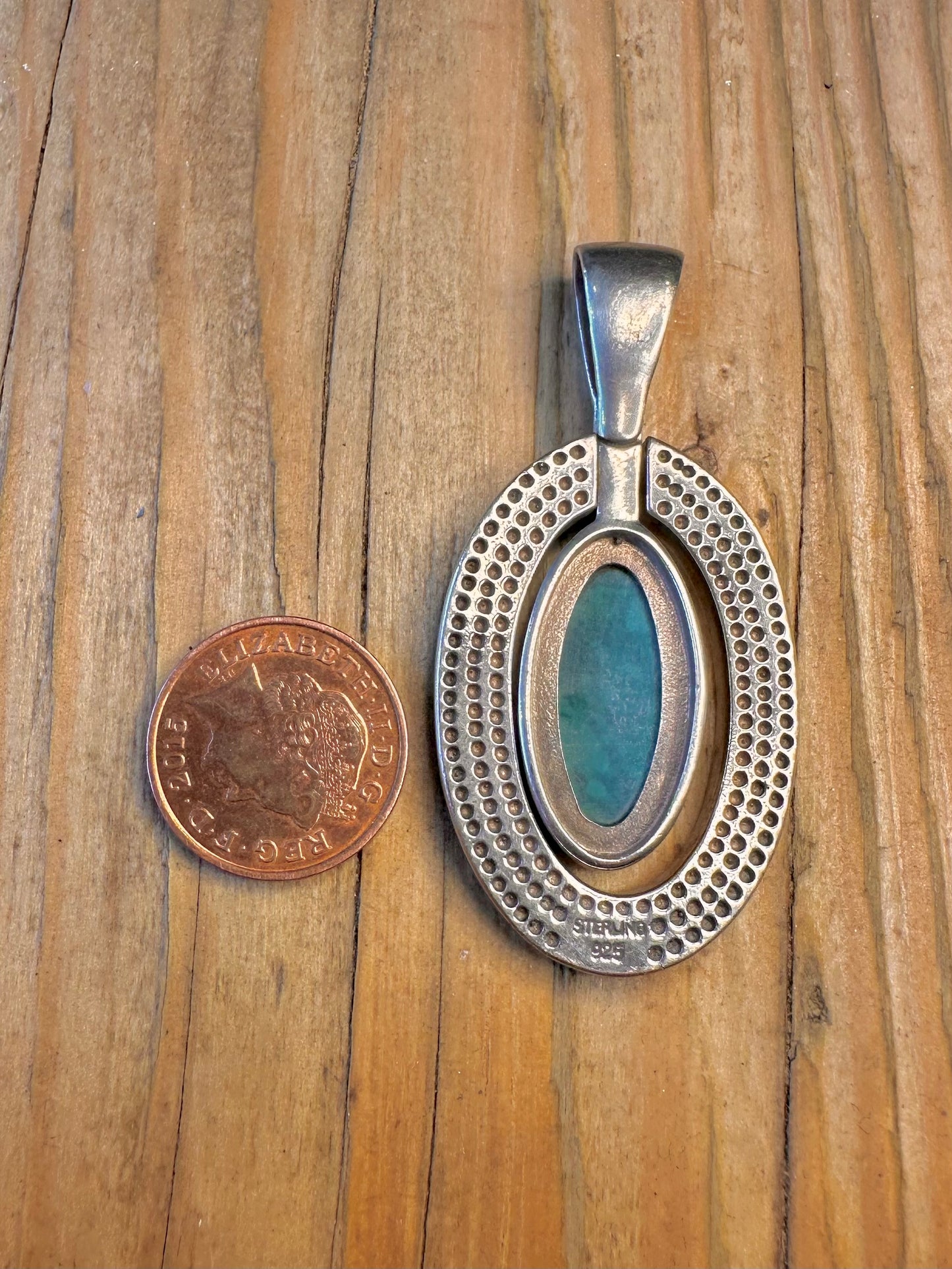 Turquoise Polished Inlay 925 Sterling Silver Pendant