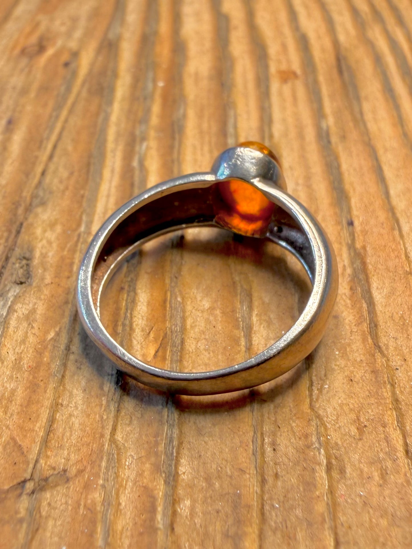 Amber Oval 925 Sterling Silver Size N1/2 Ring