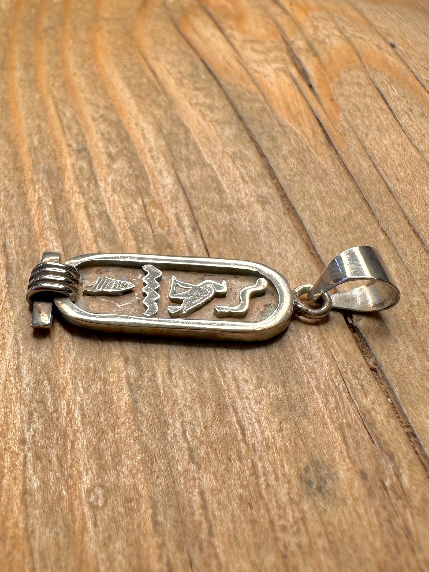 Vintage Egyptian Hieroglyphic 925 Sterling Silver Pendant