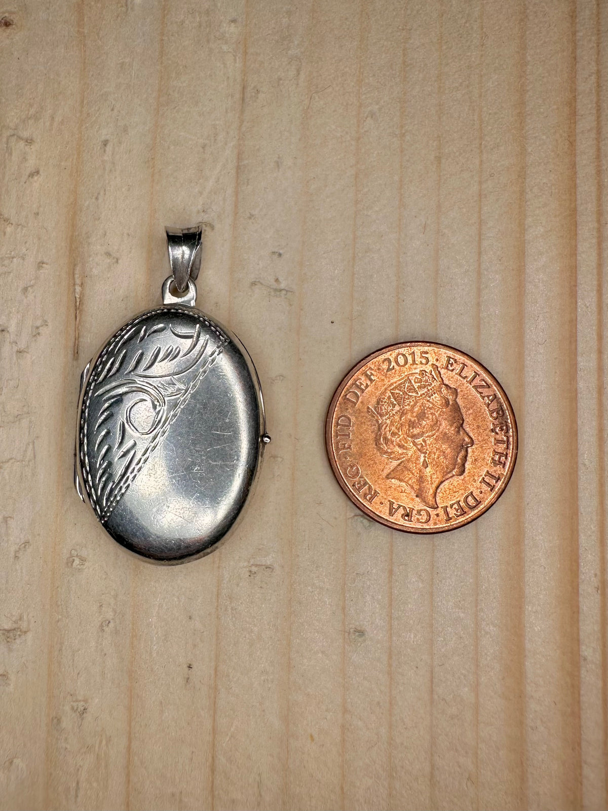 Engraved Oval Locket 925 Sterling Silver Pendant