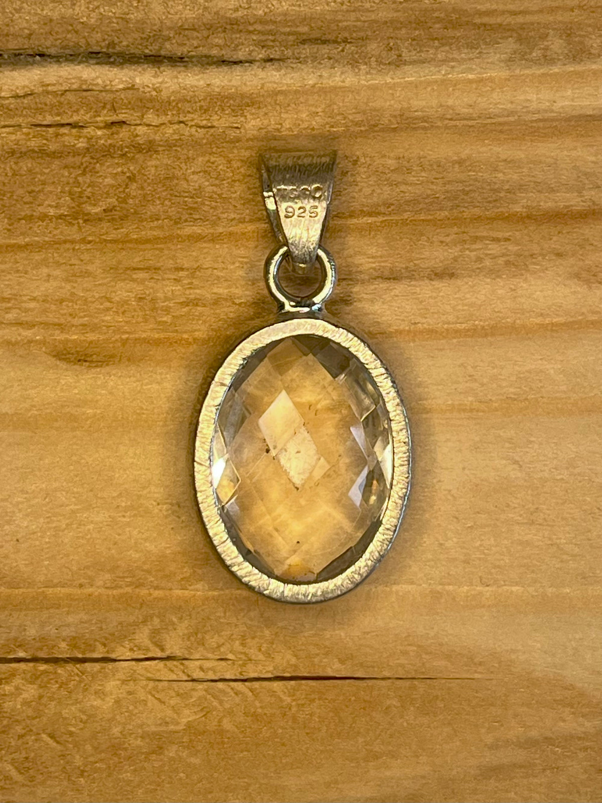 Clear Quartz Faceted Oval 925 Sterling Silver Pendant