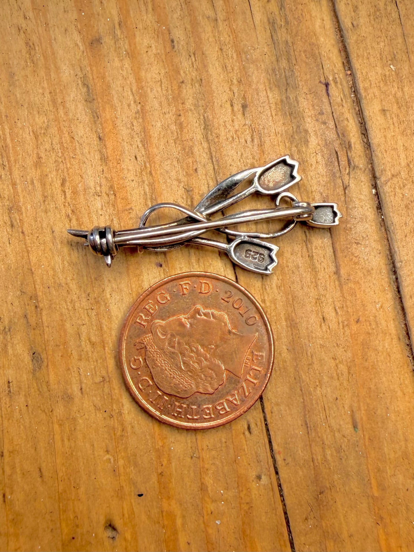 Tulip Flowers 925 Sterling Silver Brooch