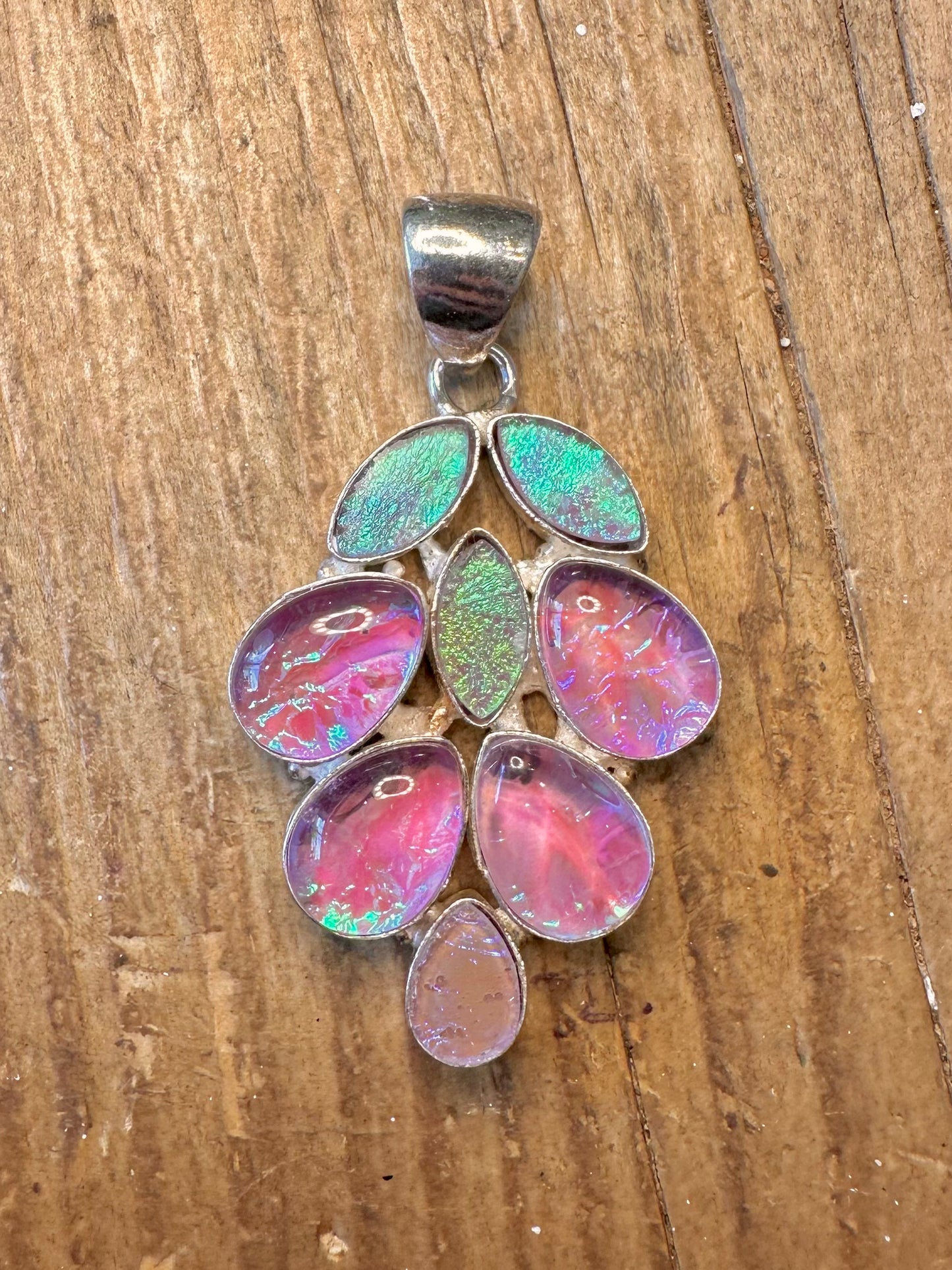 Abstract Multi Coloured 925 Sterling Silver Pendant