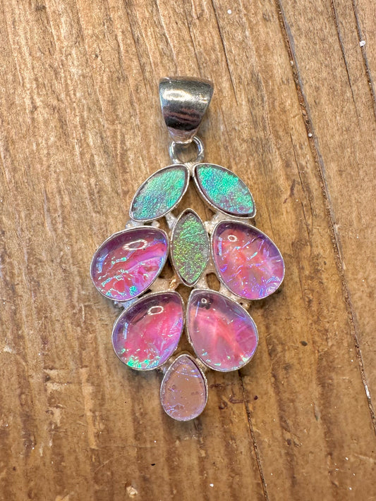 Abstract Multi Coloured 925 Sterling Silver Pendant