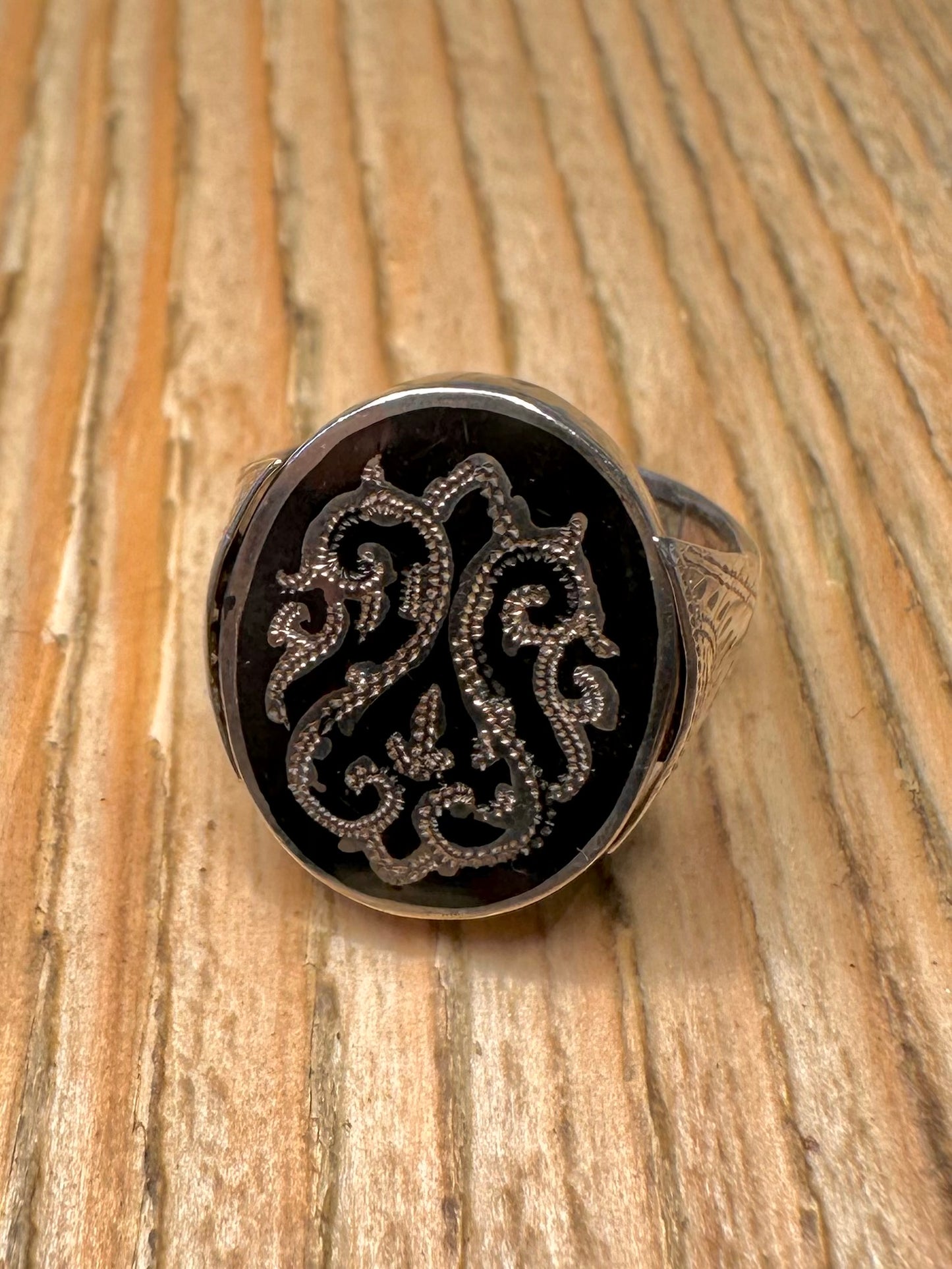 Vintage Spinning Siam Enamel 925 Sterling Silver Size M1/2 Ring