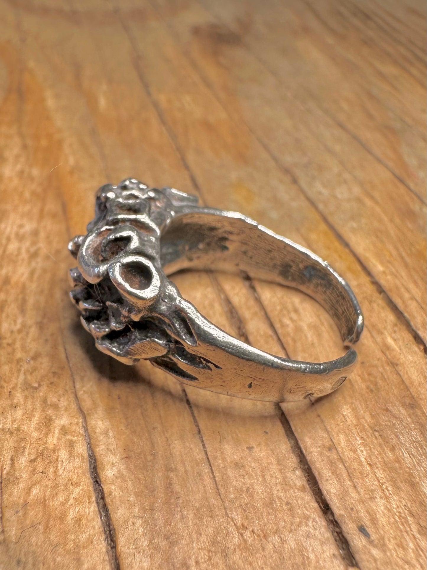 Brutalist Coral Style Textured 925 Sterling Silver Adjustable Size M Ring