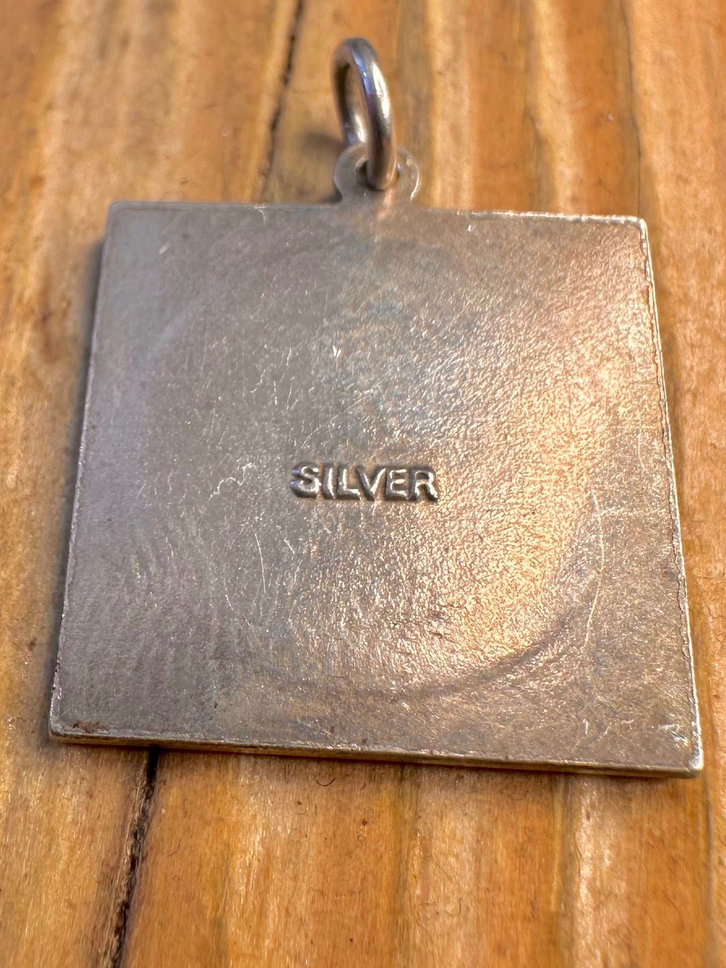 St Christopher Square Textured 925 Sterling Silver Pendant