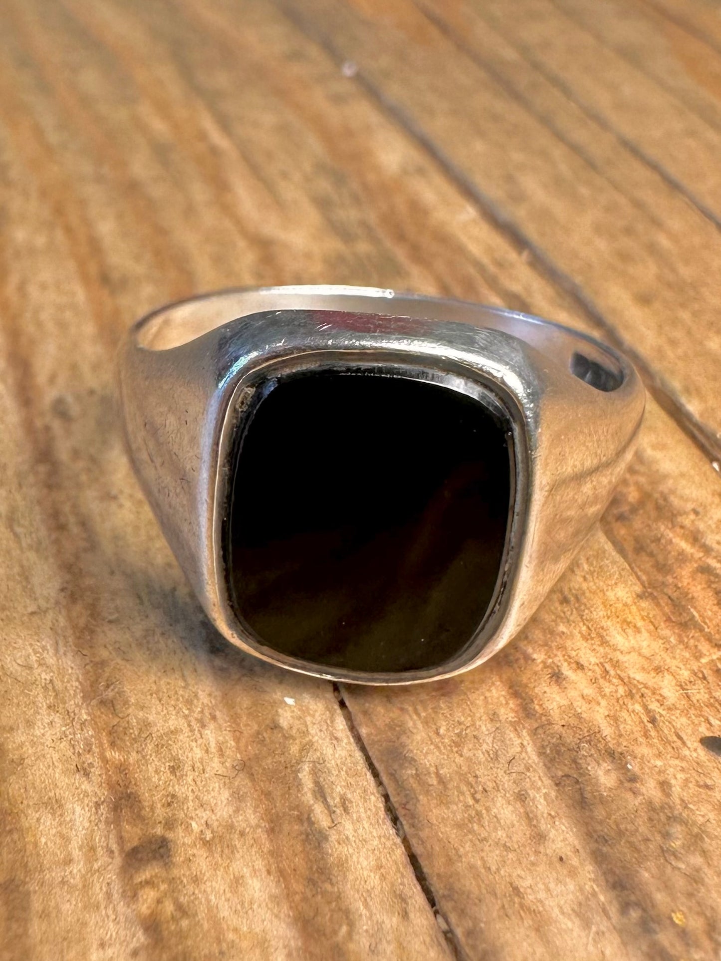 Onyx Square Signet 925 Sterling Silver Size V Ring