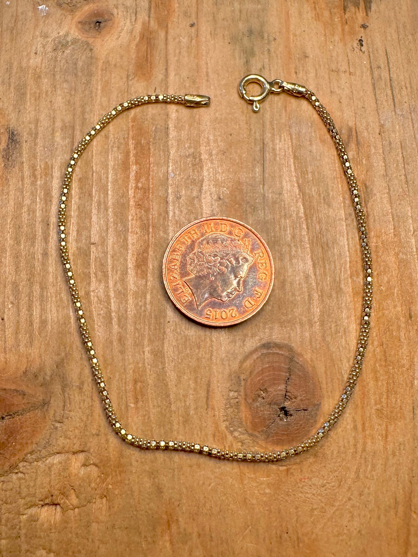 Popcorn Link Italy Gold on 925 Sterling Silver 8 inch Bracelet