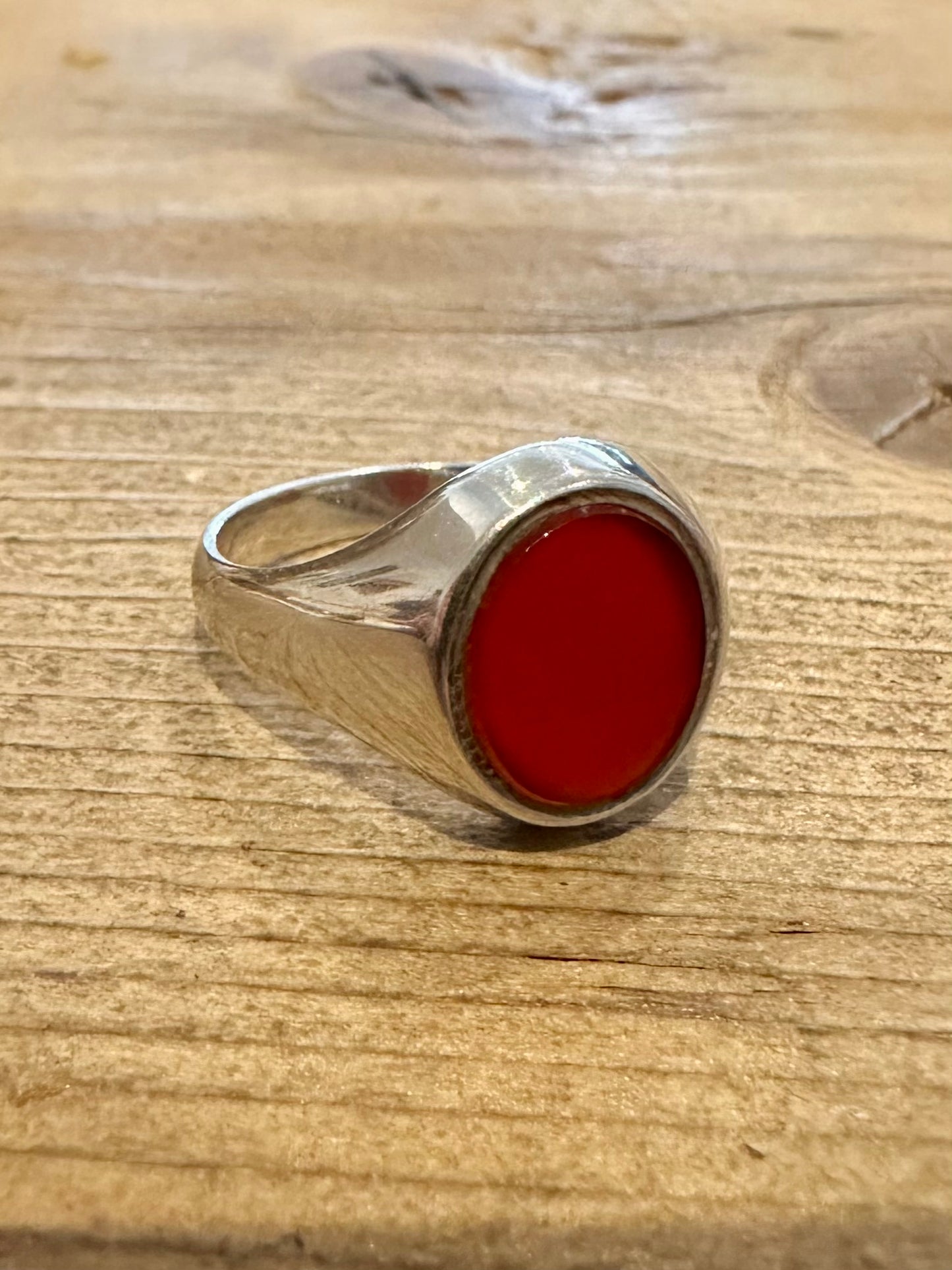 Vintage Carnelian Signet 925 Silver Size V Ring